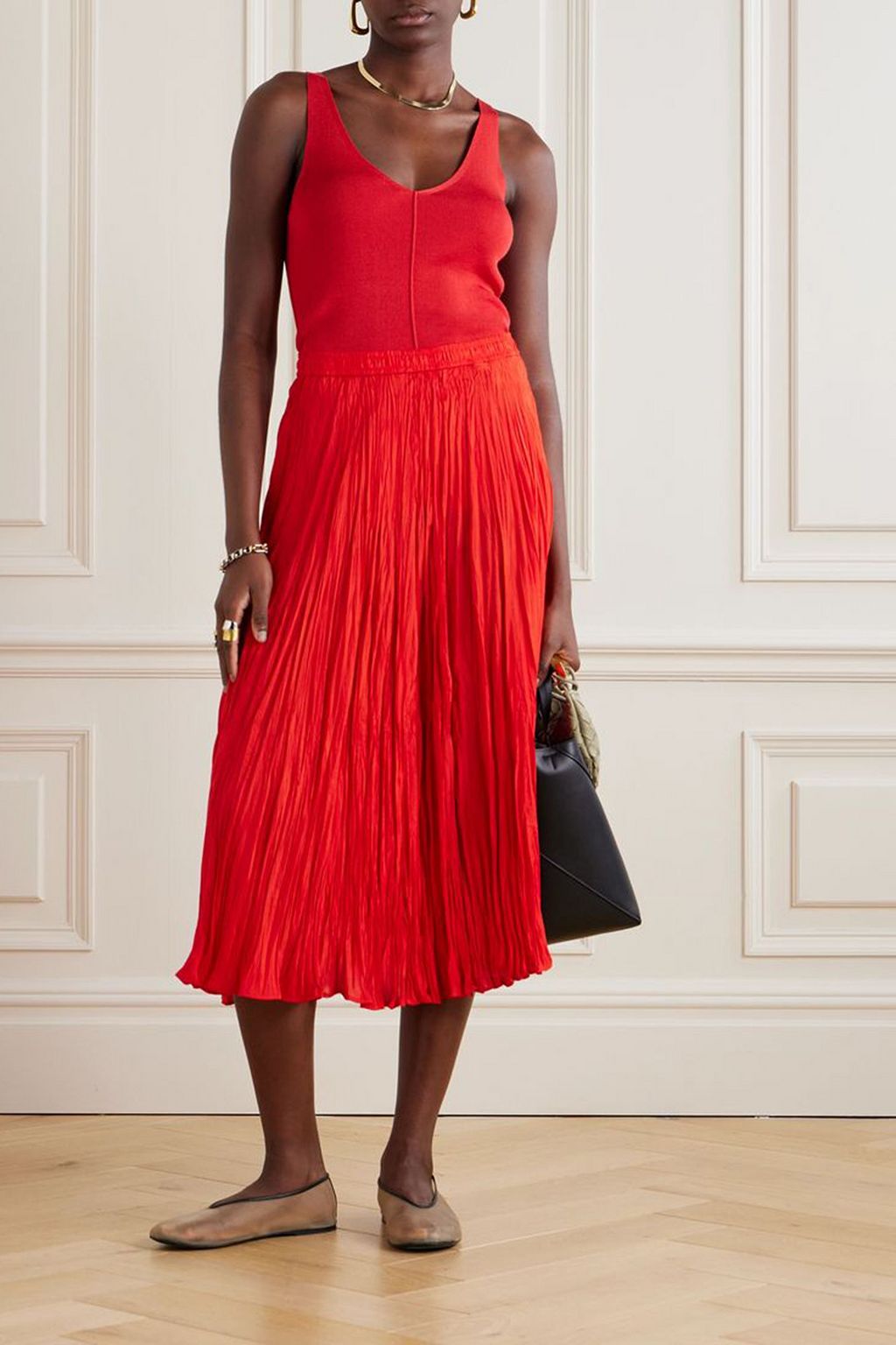 JOSEPH Sully pleated silk-habotai midi skirt