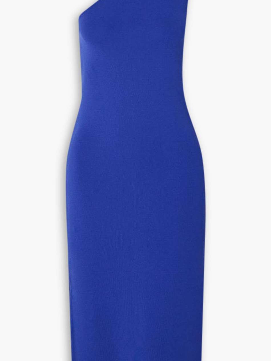 arriba one-shoulder knitted midi dress