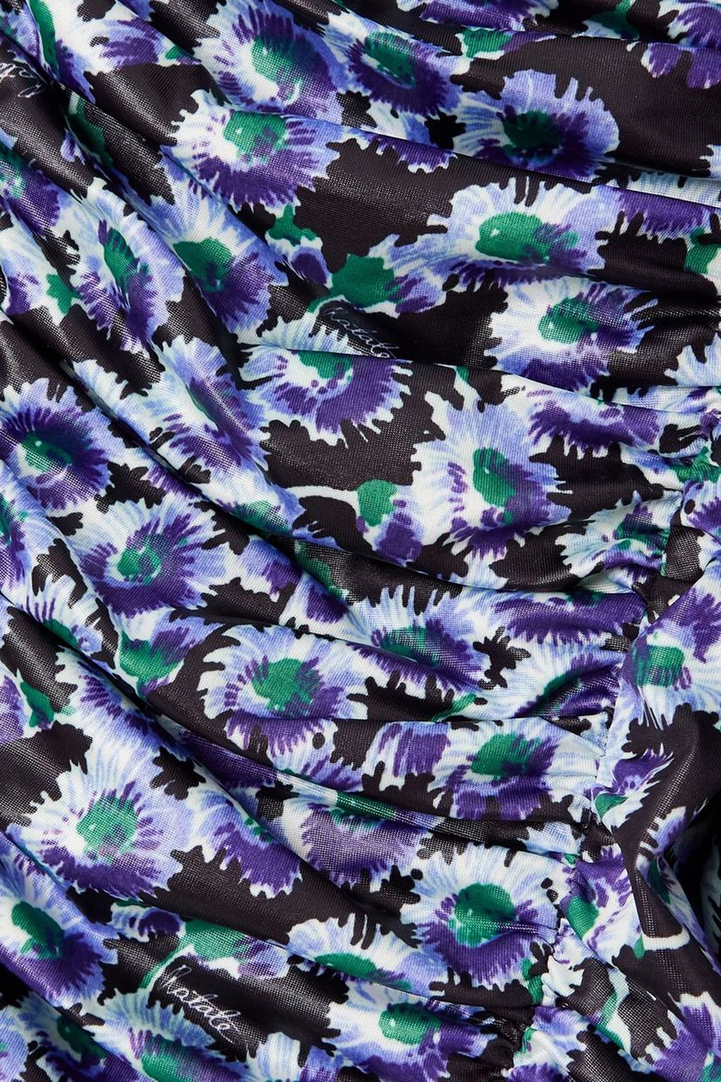ROTATE BIRGER CHRISTENSEN ストレッチサテン ミディワンピース ギャザー入り フローラルプリント