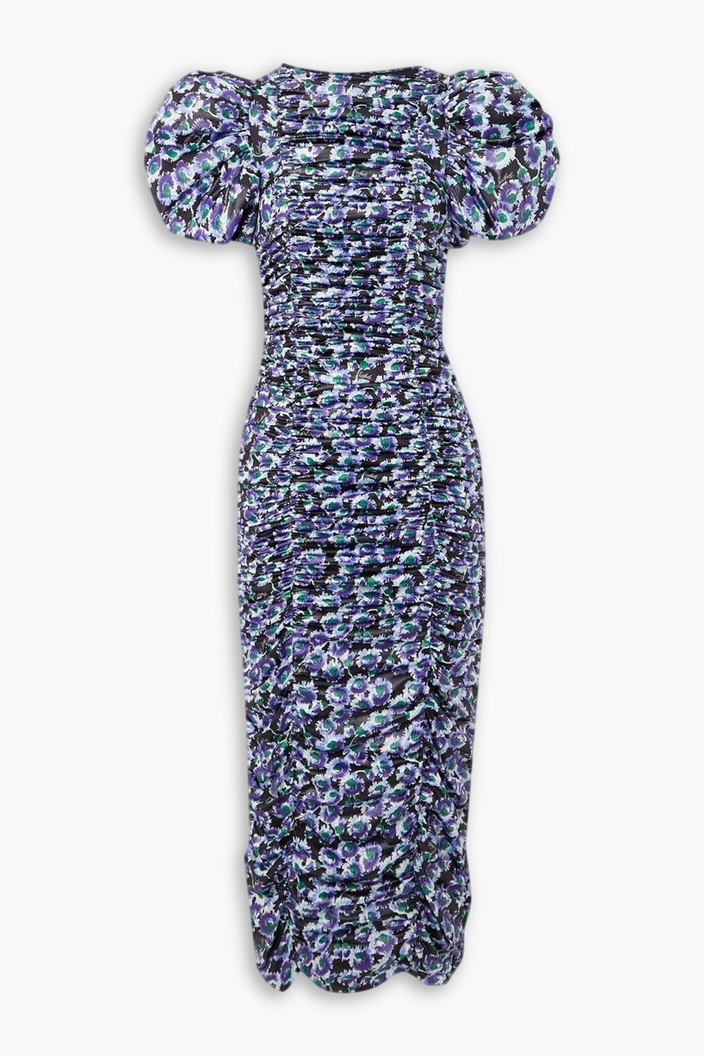 ROTATE BIRGER CHRISTENSEN Russy gathered floral print stretch satin midi dress THE OUTNET