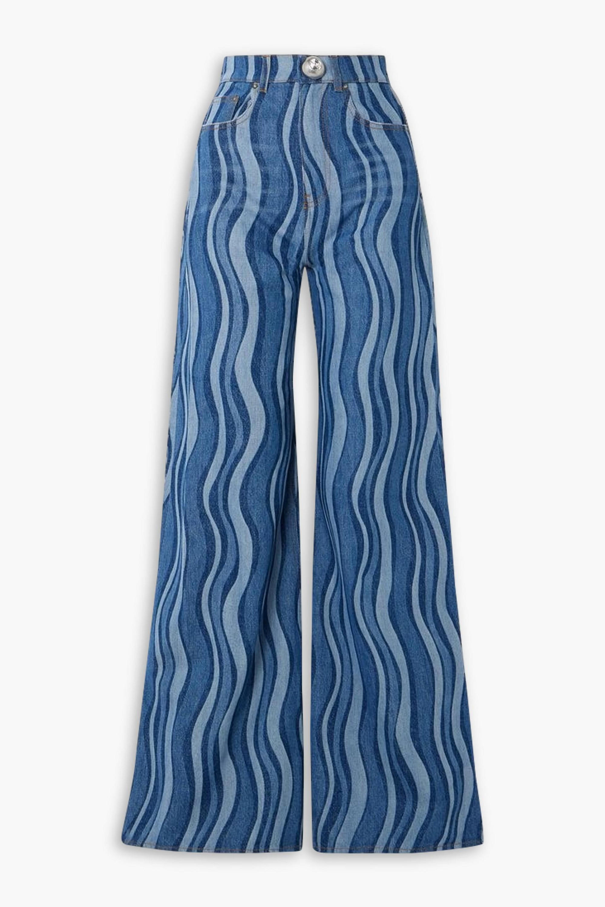 Area Sunray embellished printed high-rise wide-leg jeans