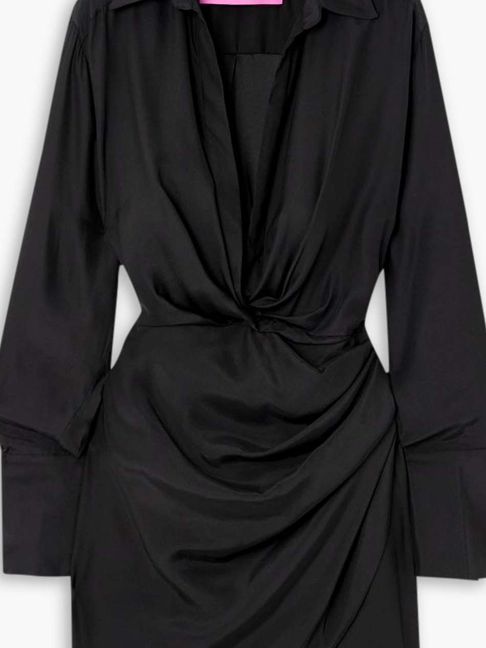 naha wrap-effect silk mini shirt dress