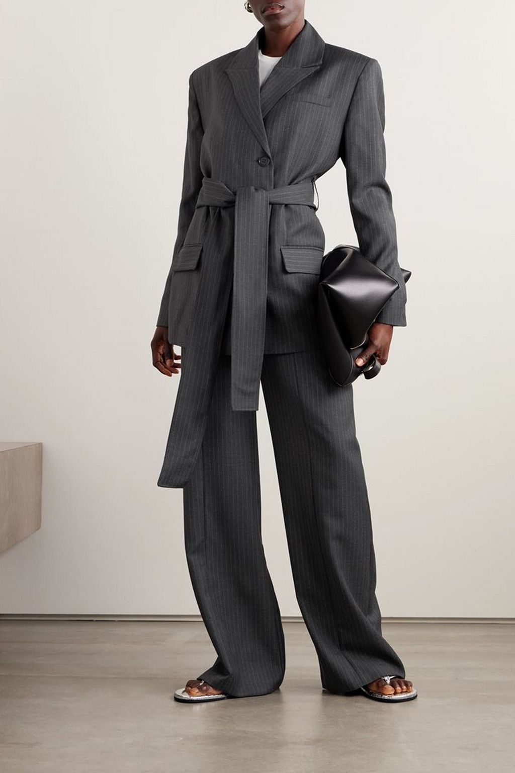 GAUGE81 Zillah belted pinstriped wool blazer