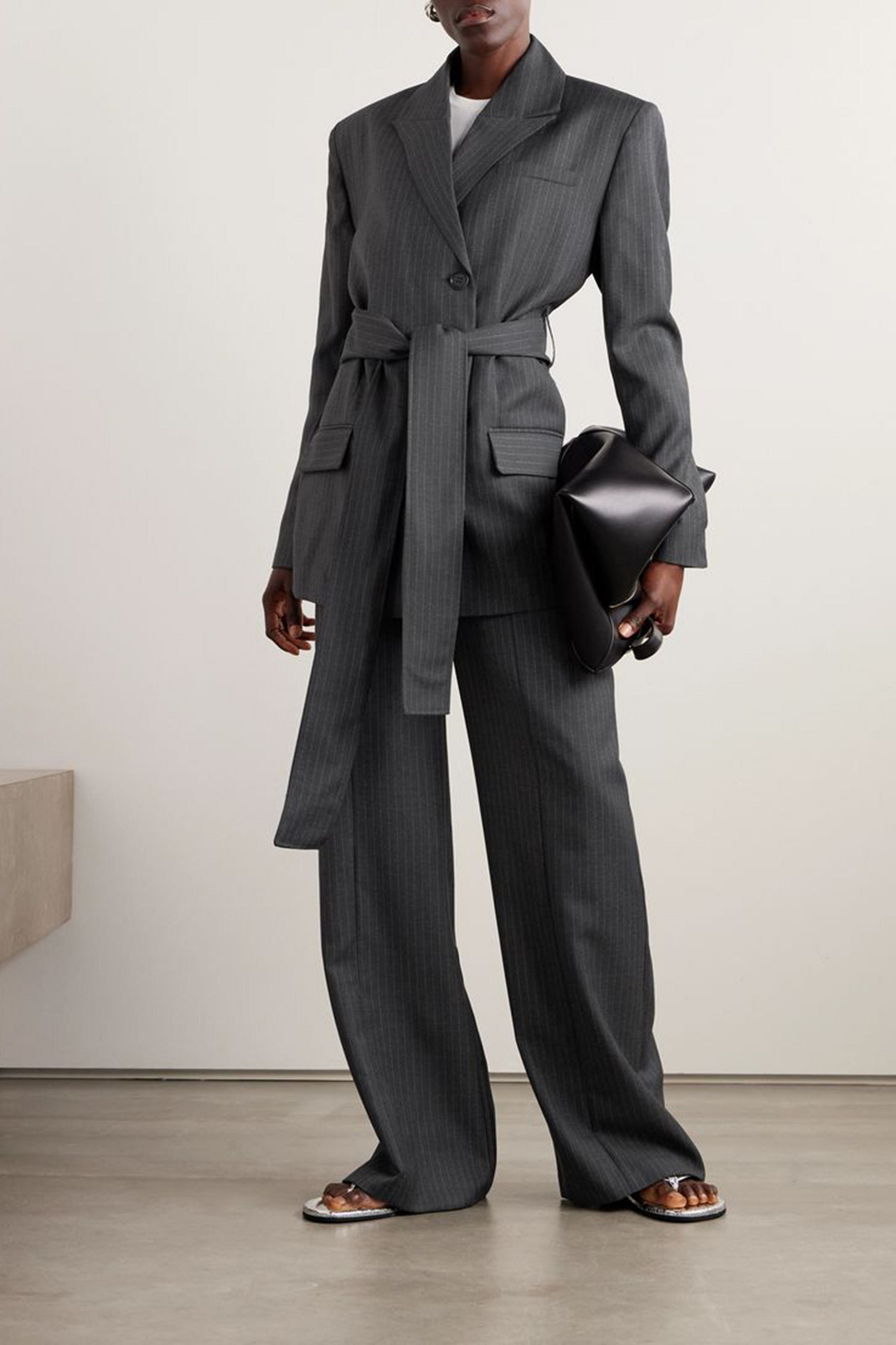 GAUGE81 Zillah belted pinstriped wool blazer