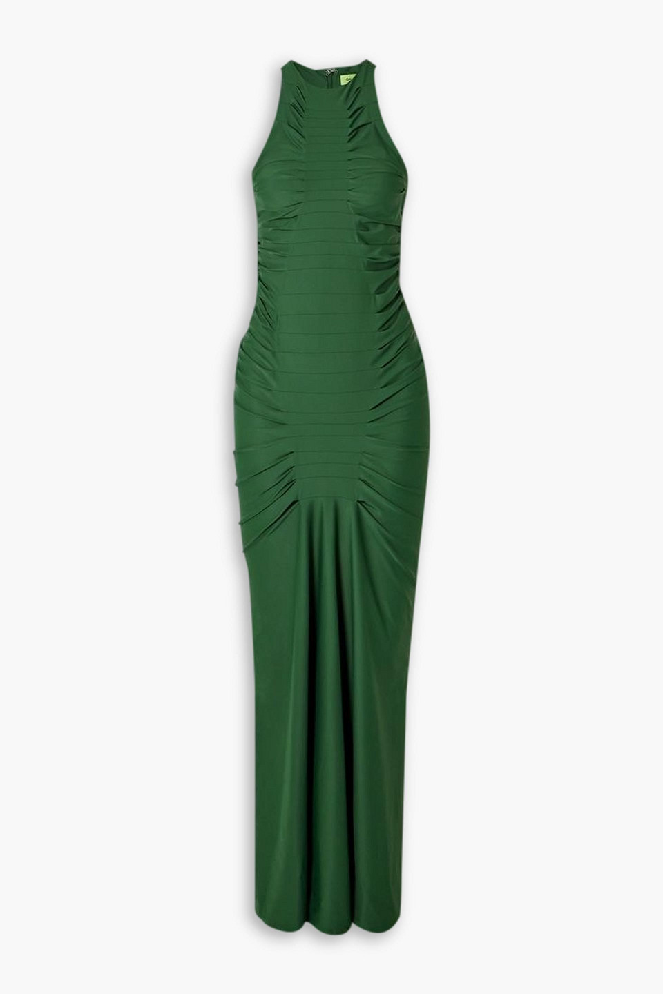 Gauge81 Deni Ruched Stretch-jersey Maxi Dress In Forest Green
