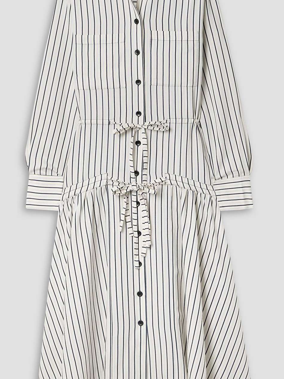 bonnie tie-detailed striped jacquard midi shirt dress
