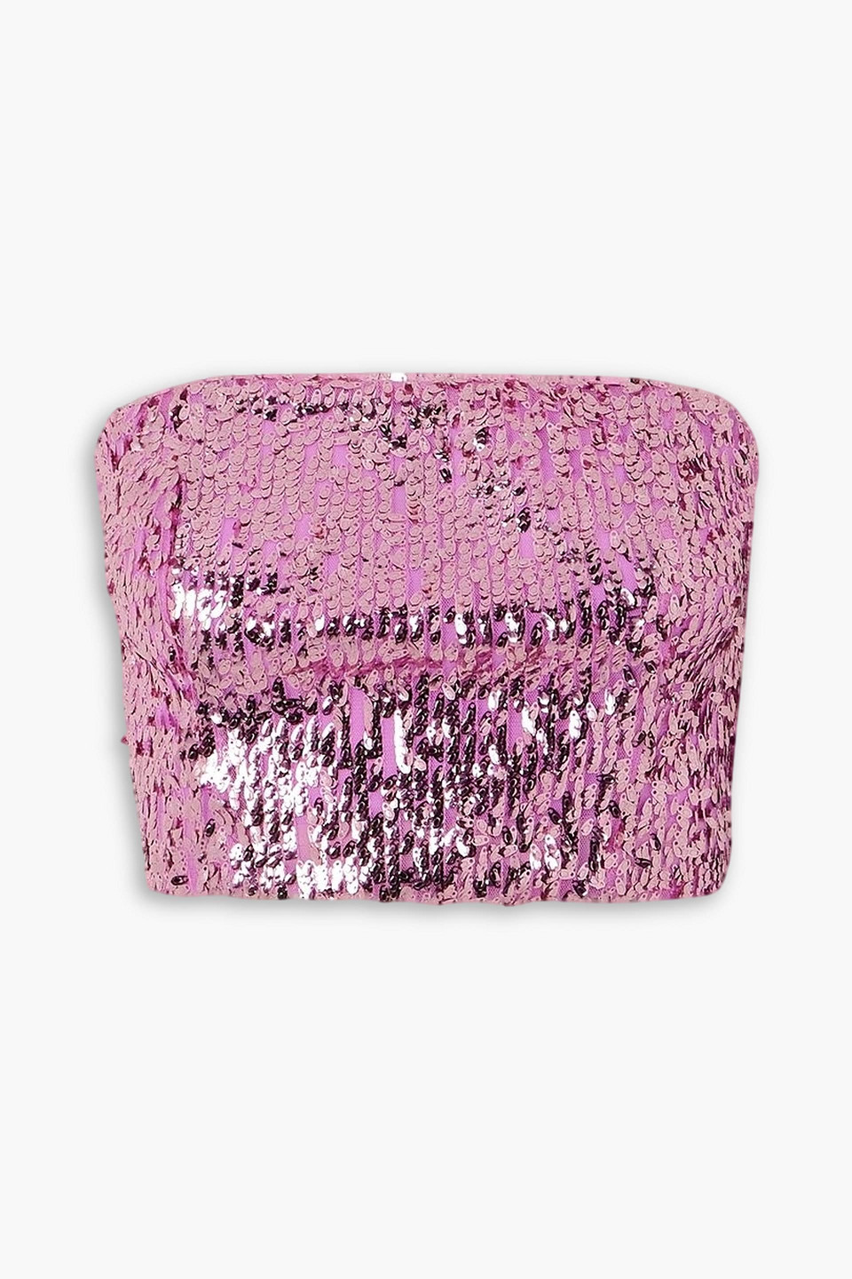 Rotate Birger Christensen Rotate Women Pink Crop Top With All-over Sequins In Recycled Fabric Woman In Pink