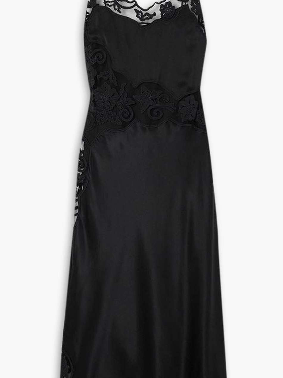 lucienne appliquéd tulle-trimmed silk-satin midi dress