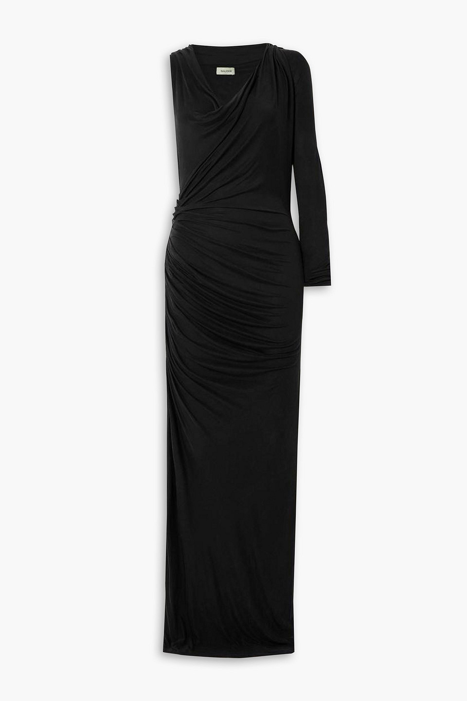 Gauge81 Myrtia Asymmetric One-sleeve Ruched Stretch-jersey Maxi Dress In Black