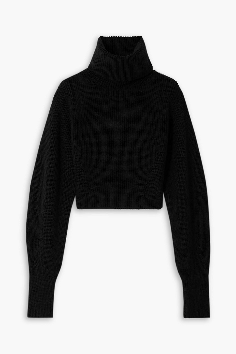 Gauge81 Tokke Cropped Ribbed Merino Wool Turtleneck Sweater In Black