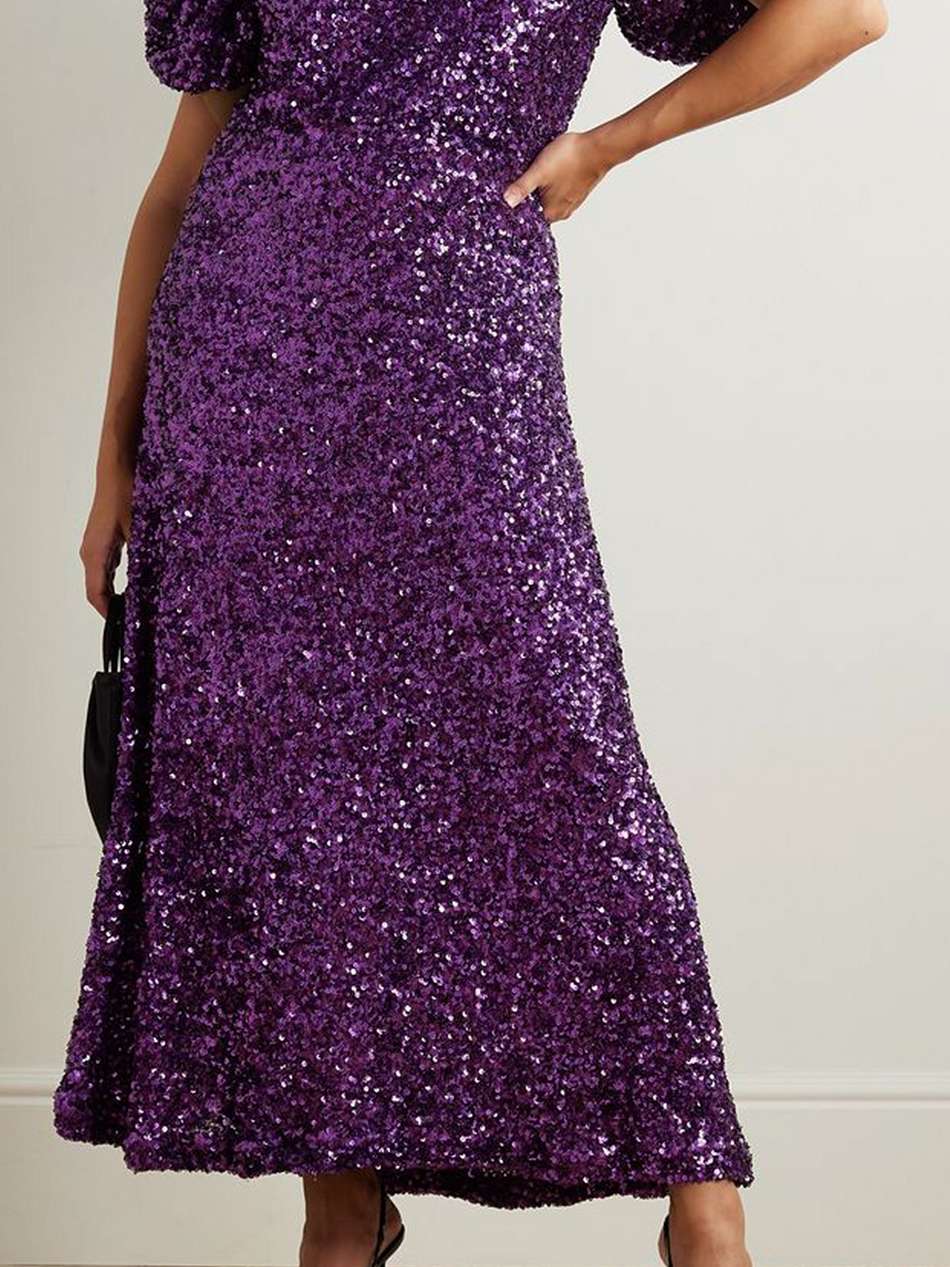 dawnty open-back sequined tulle midi dress