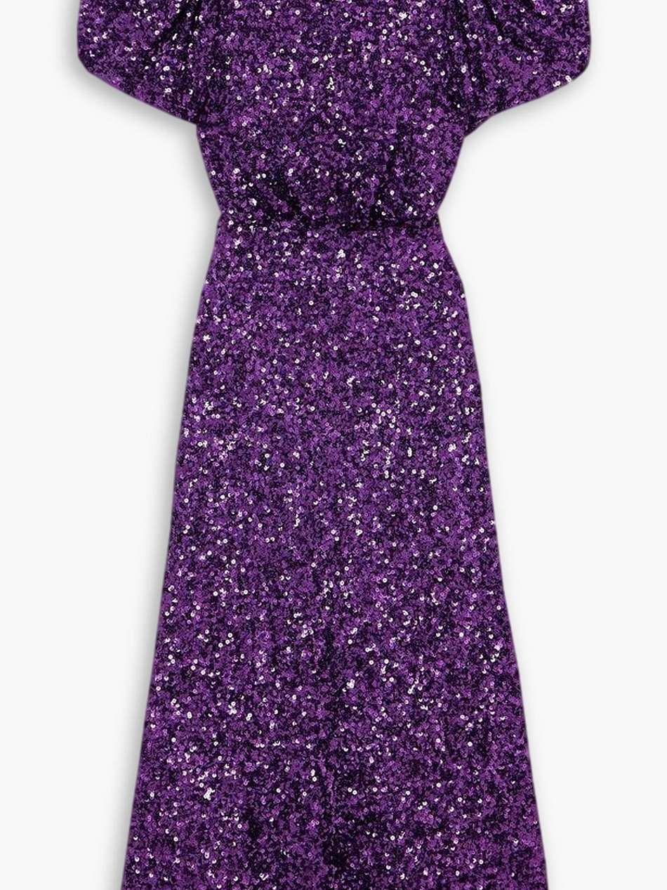 dawnty open-back sequined tulle midi dress