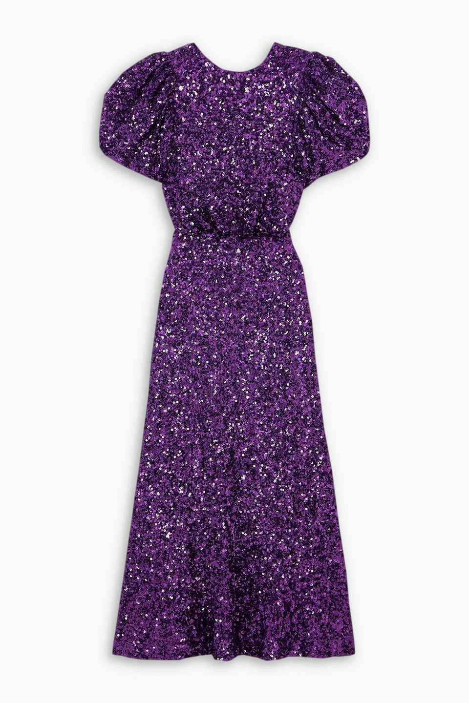 Rotate Birger Christensen Puff-sleeve Sequinned Maxi Dress In Violet