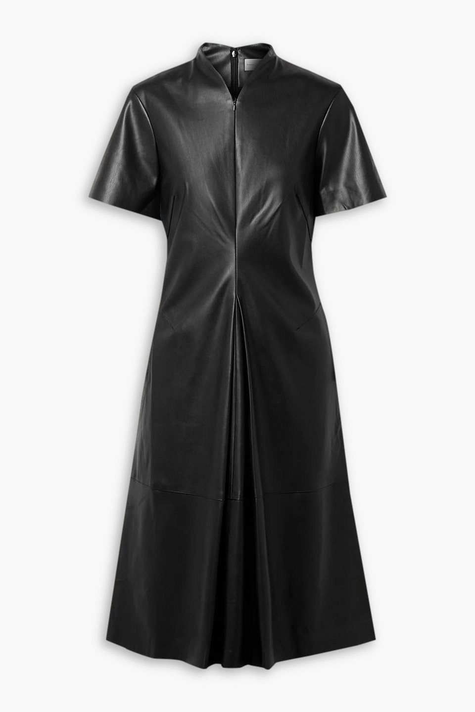 Proenza Schouler Ester Pleated Faux Leather Midi Dress In Black