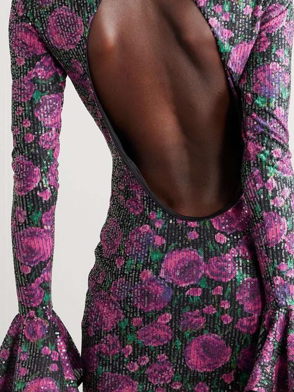 rosita open-back sequined floral-print chiffon mini dress