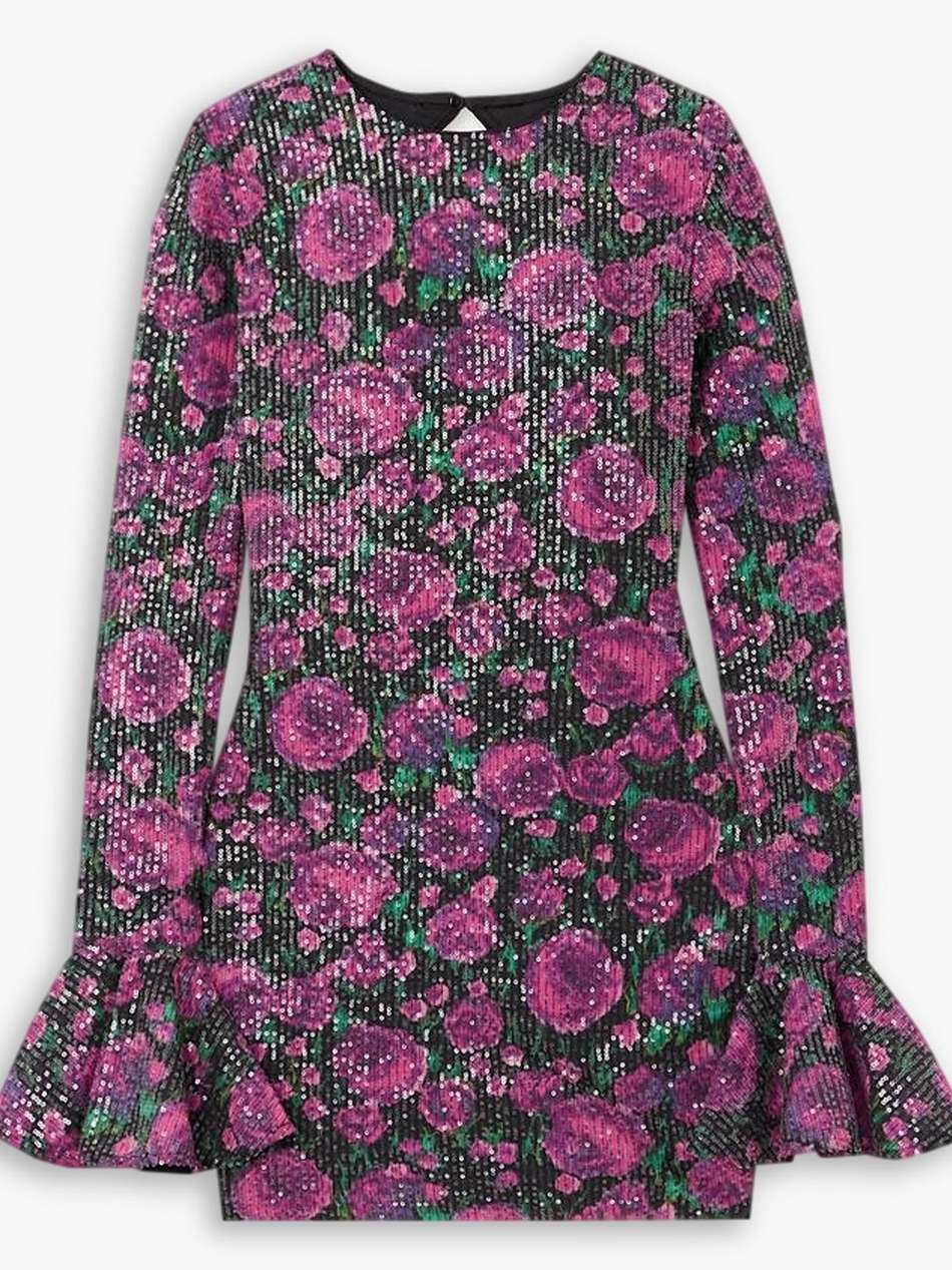 rosita open-back sequined floral-print chiffon mini dress