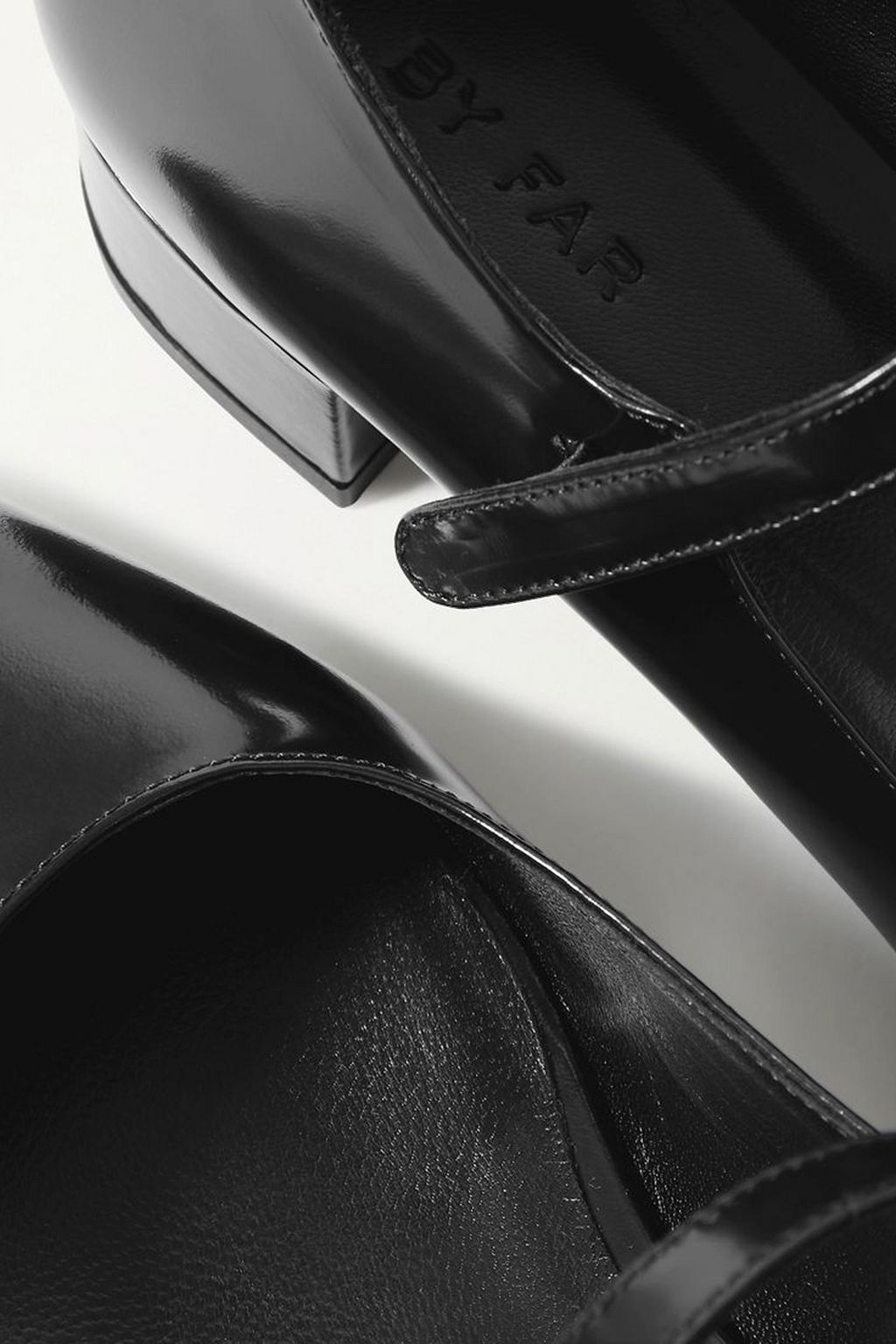 BY FAR Brushed-leather Mary Jane pumps