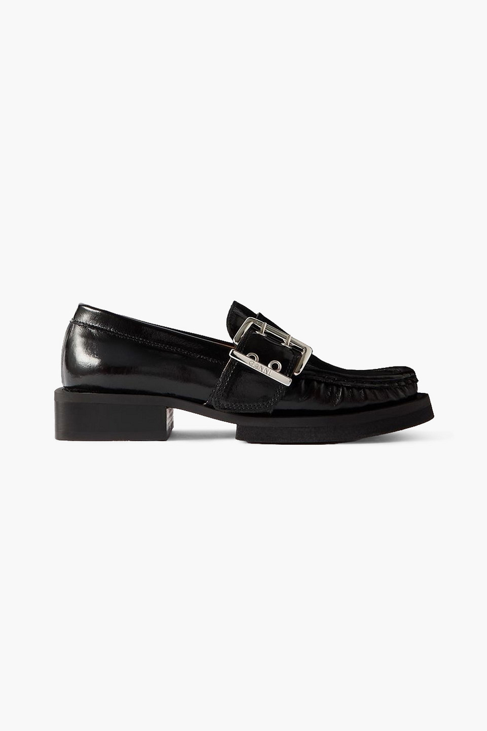 Ganni Feminine Loafers Aus Lacklederimitat Mit Schnalle In Schwarz