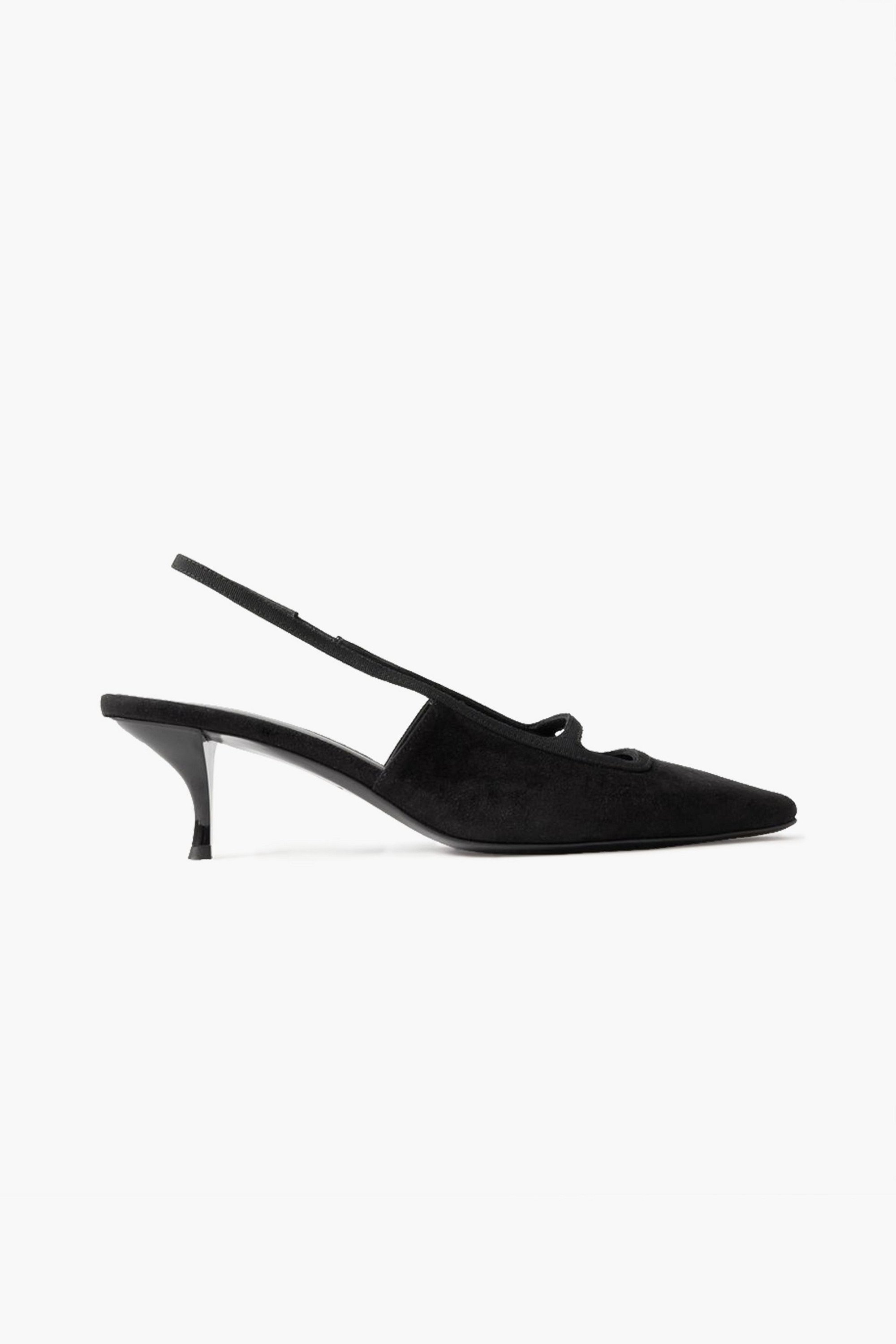 NEOUS Sabik grosgrain-trimmed suede slingback pumps