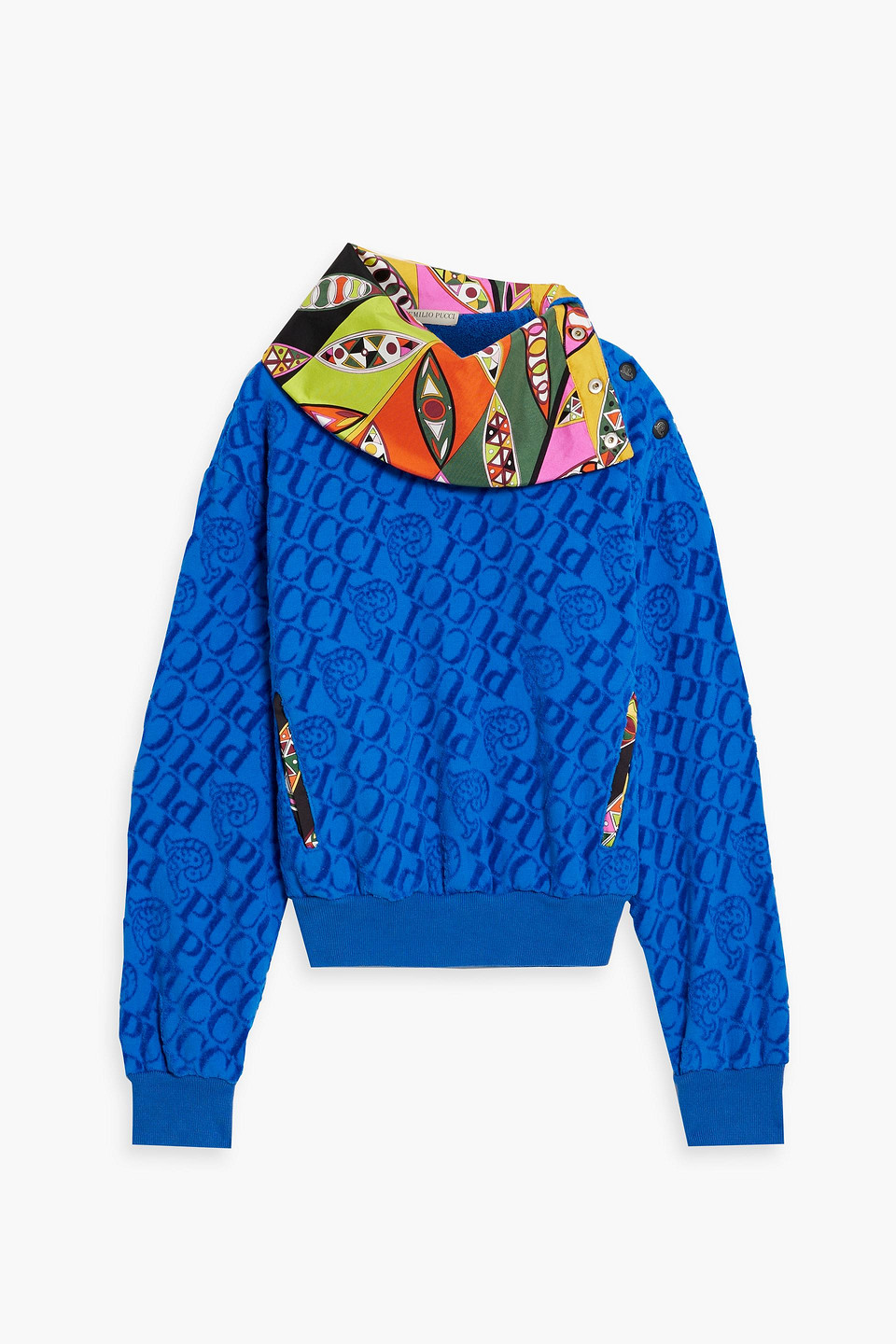 Silk-trimmed French cotton terry sweatshirt