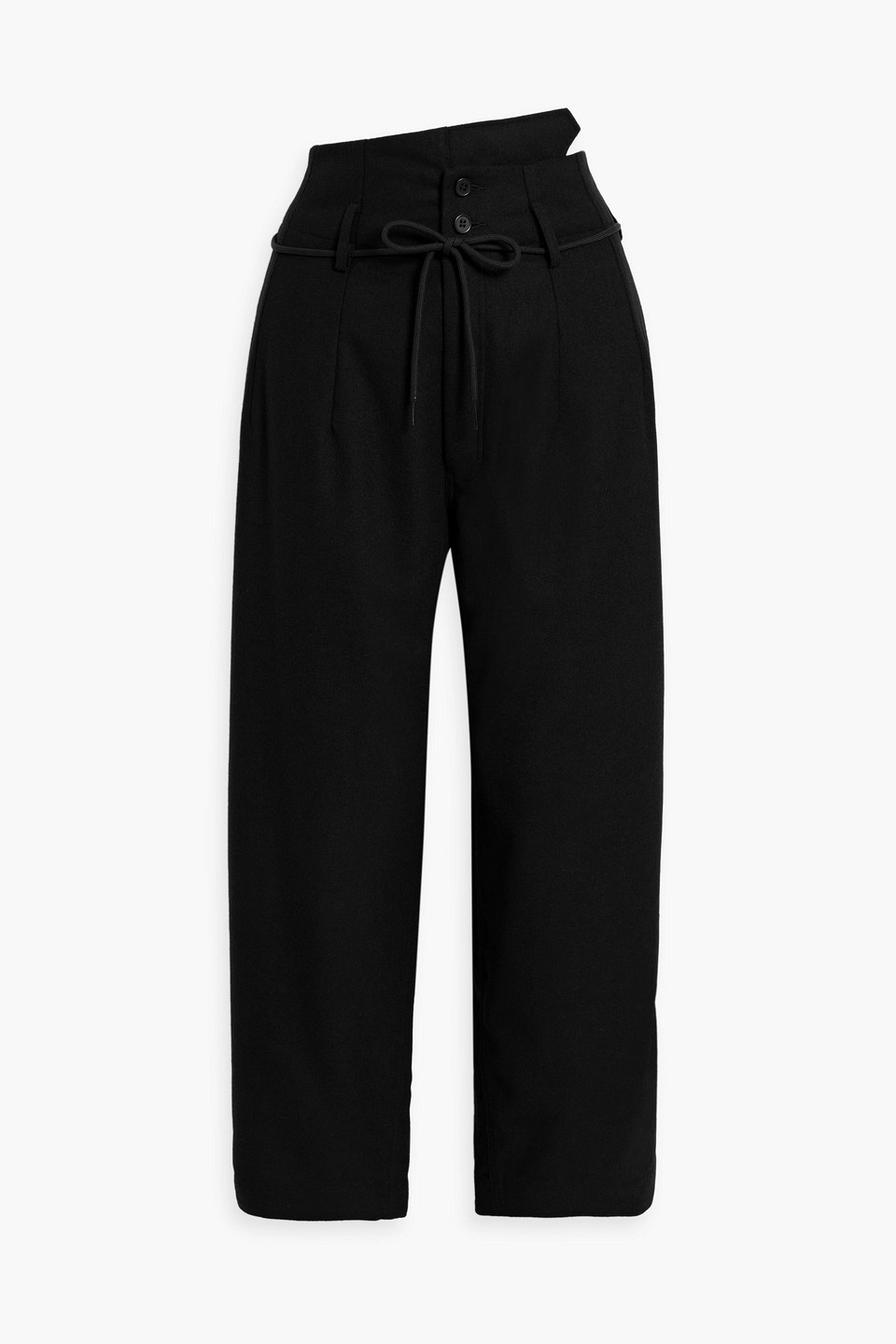 Y-3 Cropped Flannel Wide-leg Pants In Black