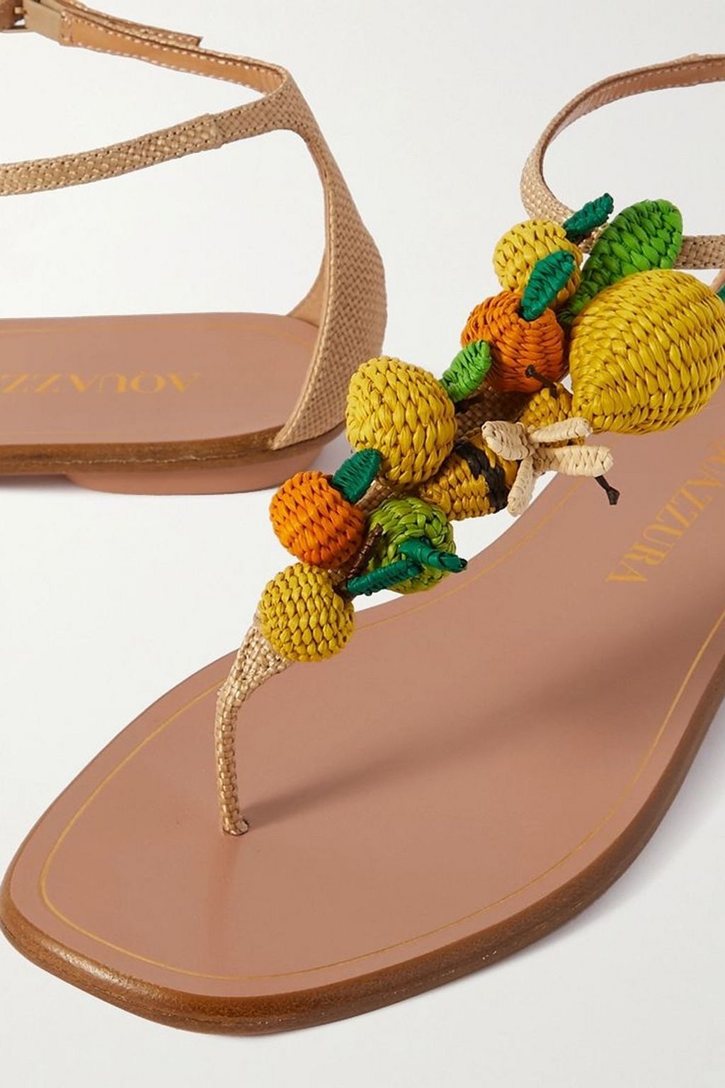 AQUAZZURA Citrus Punch embellished woven raffia sandals