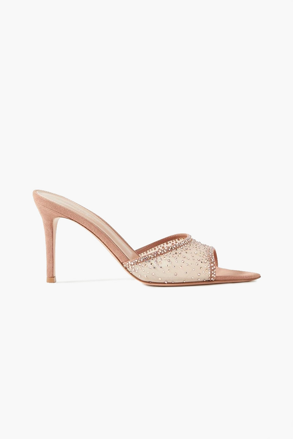 Gianvito Rossi Rania 85mm Crystal-embellished Mules In Light Brown