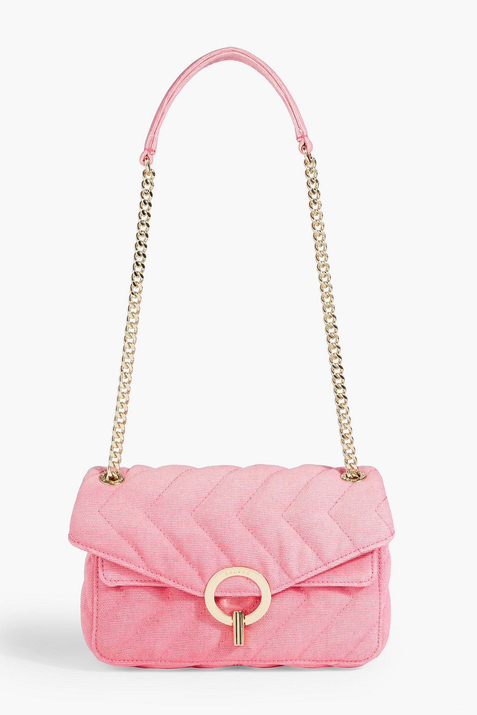 Sandro Quilted Canvas Shoulder Bag In Pink