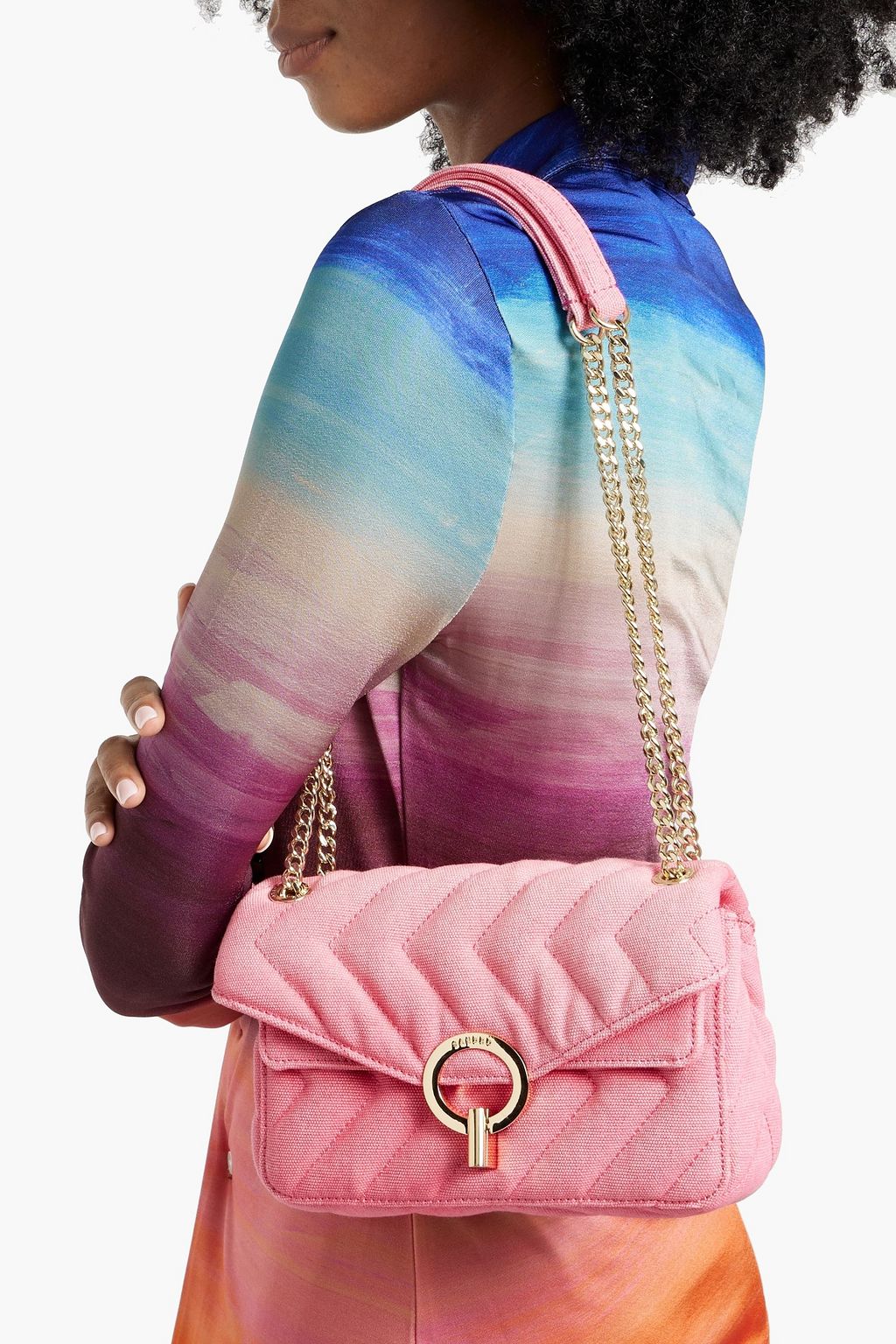 SANDRO Quilted canvas shoulder bag