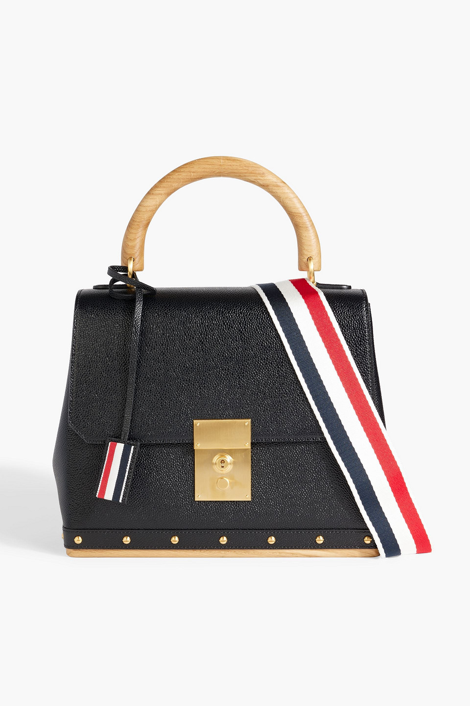 Thom Browne Pebbled-leather Tote In Black