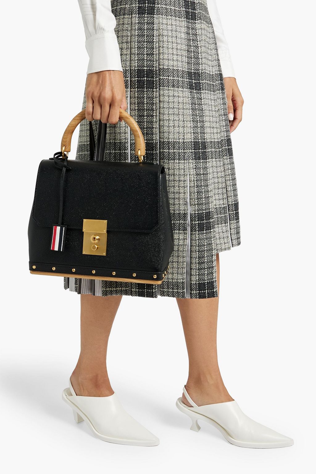 THOM BROWNE Pebbled-leather tote
