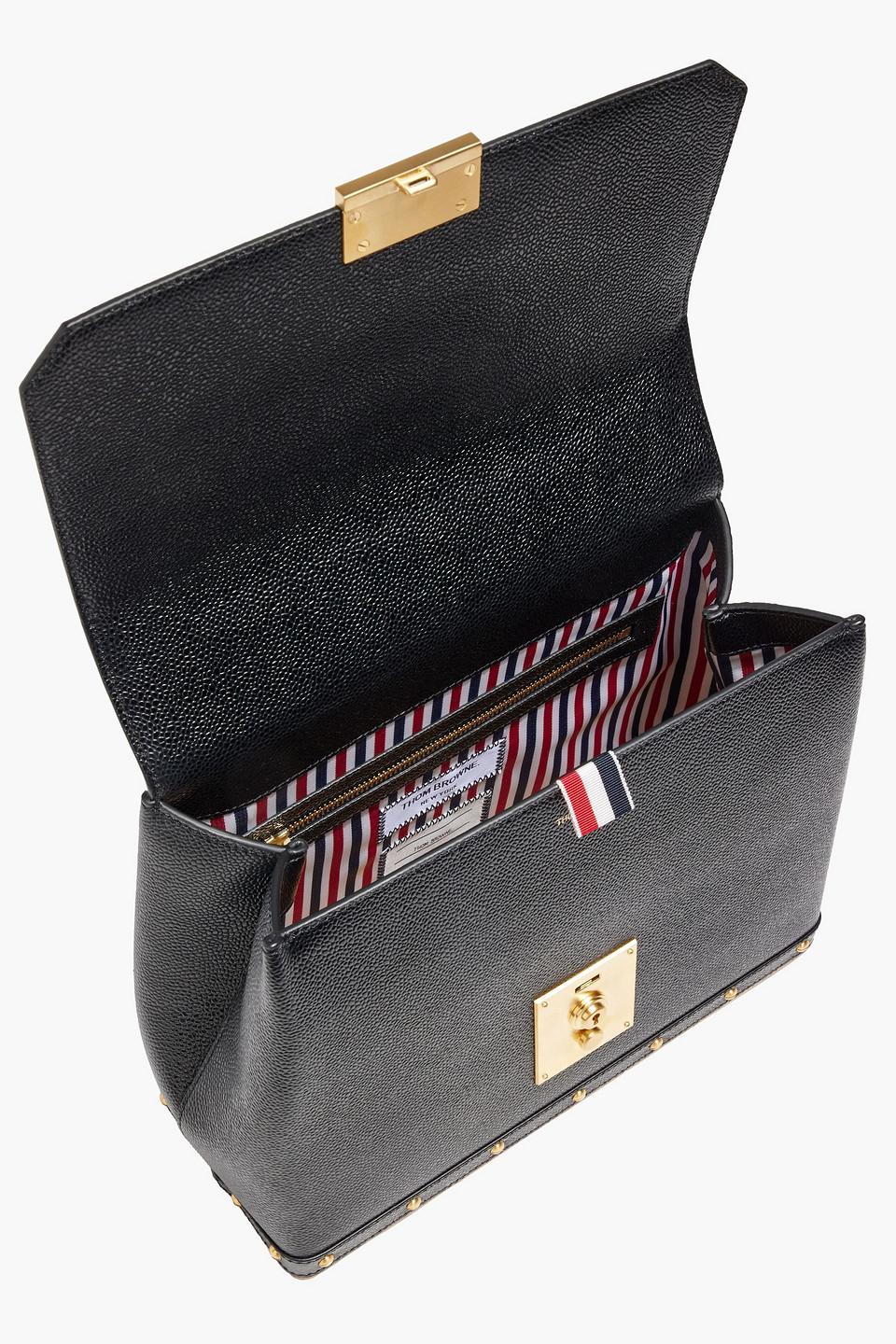 Thom Browne Pebbled-leather Tote In Black