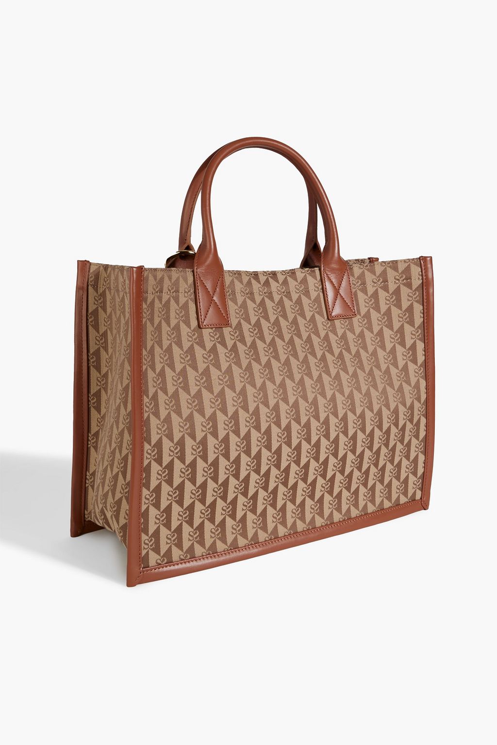 SANDRO Leather-trimmed jacquard tote