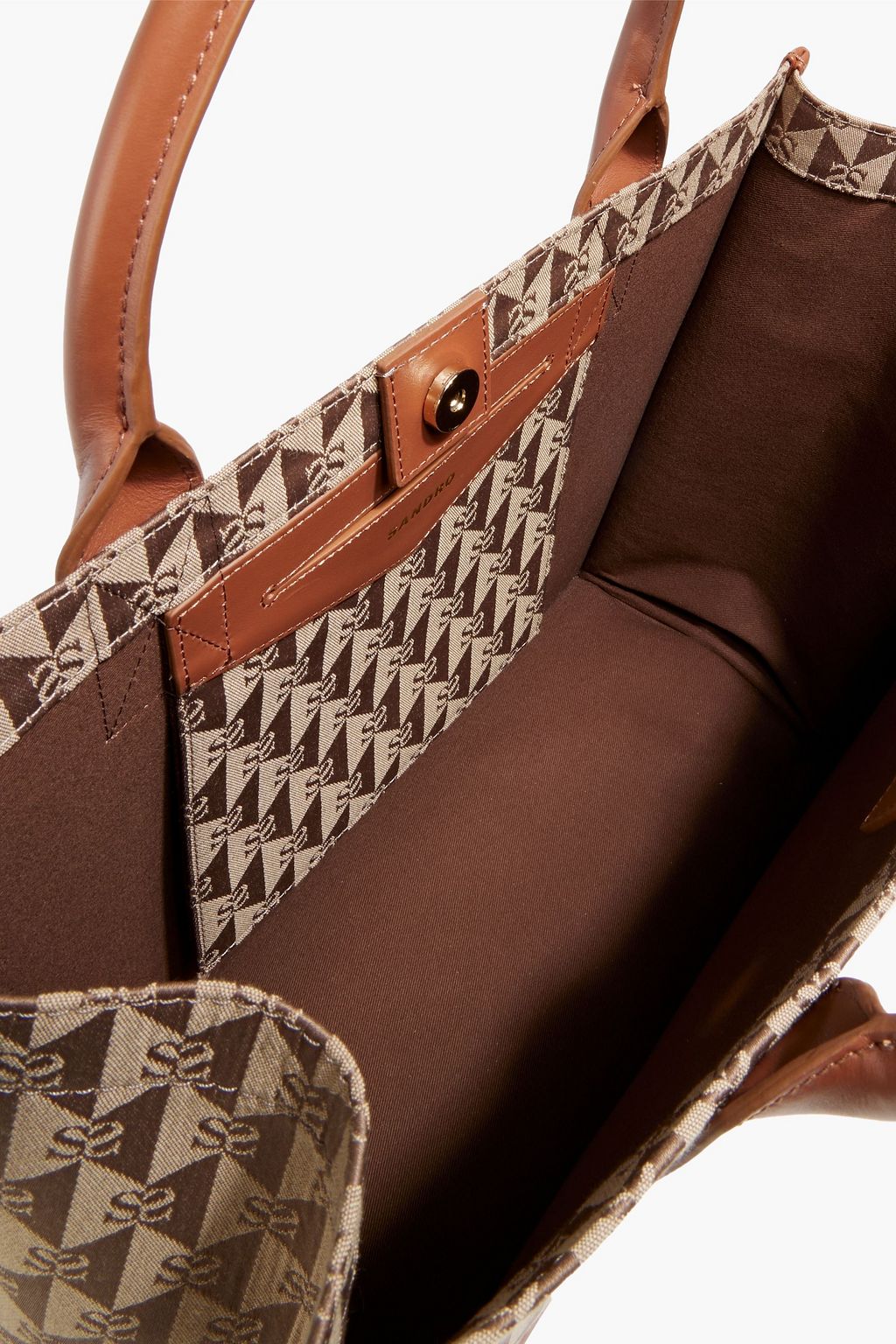 SANDRO Leather-trimmed jacquard tote
