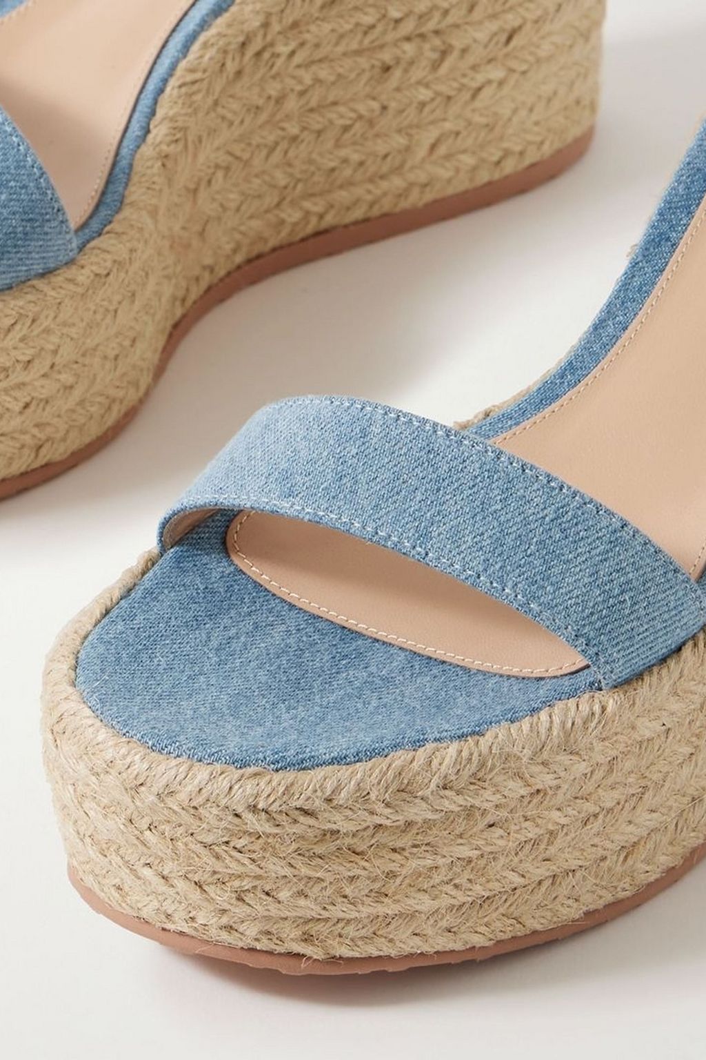 GIANVITO ROSSI 45 denim espadrille wedge sandals