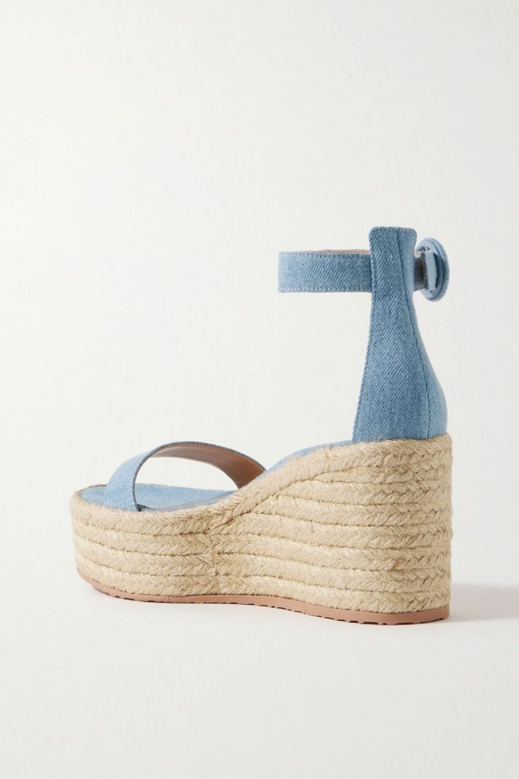GIANVITO ROSSI 45 denim espadrille wedge sandals