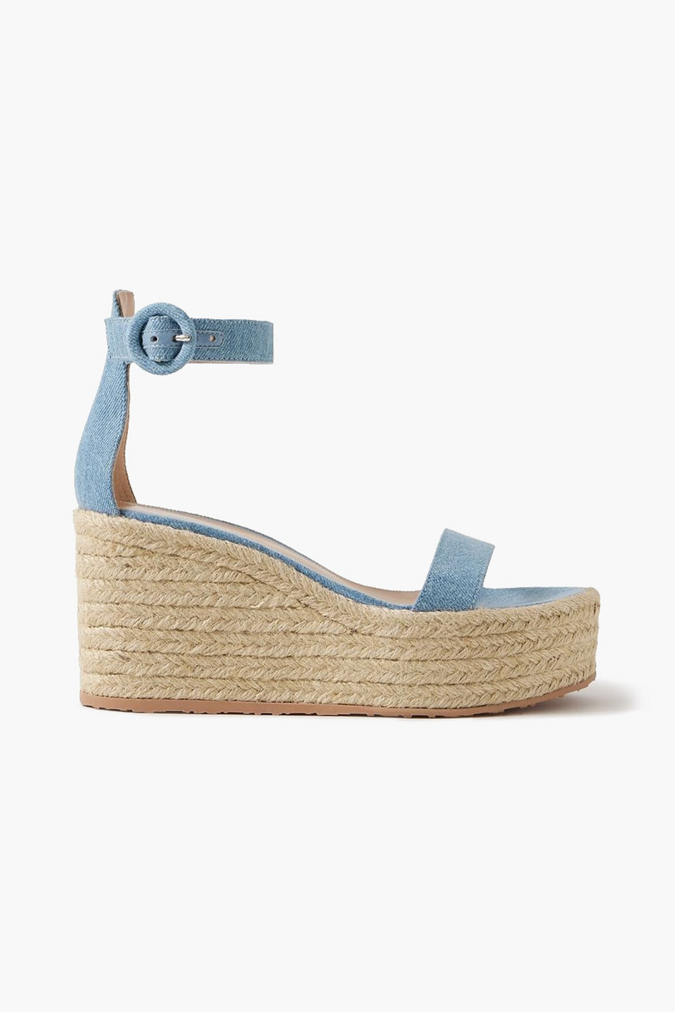 Gianvito Rossi 45 Denim Espadrille Wedge Sandals In Light Blue