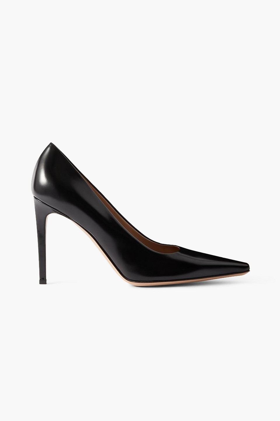 Shop Gianvito Rossi Point-toe Leather Pumps In Black