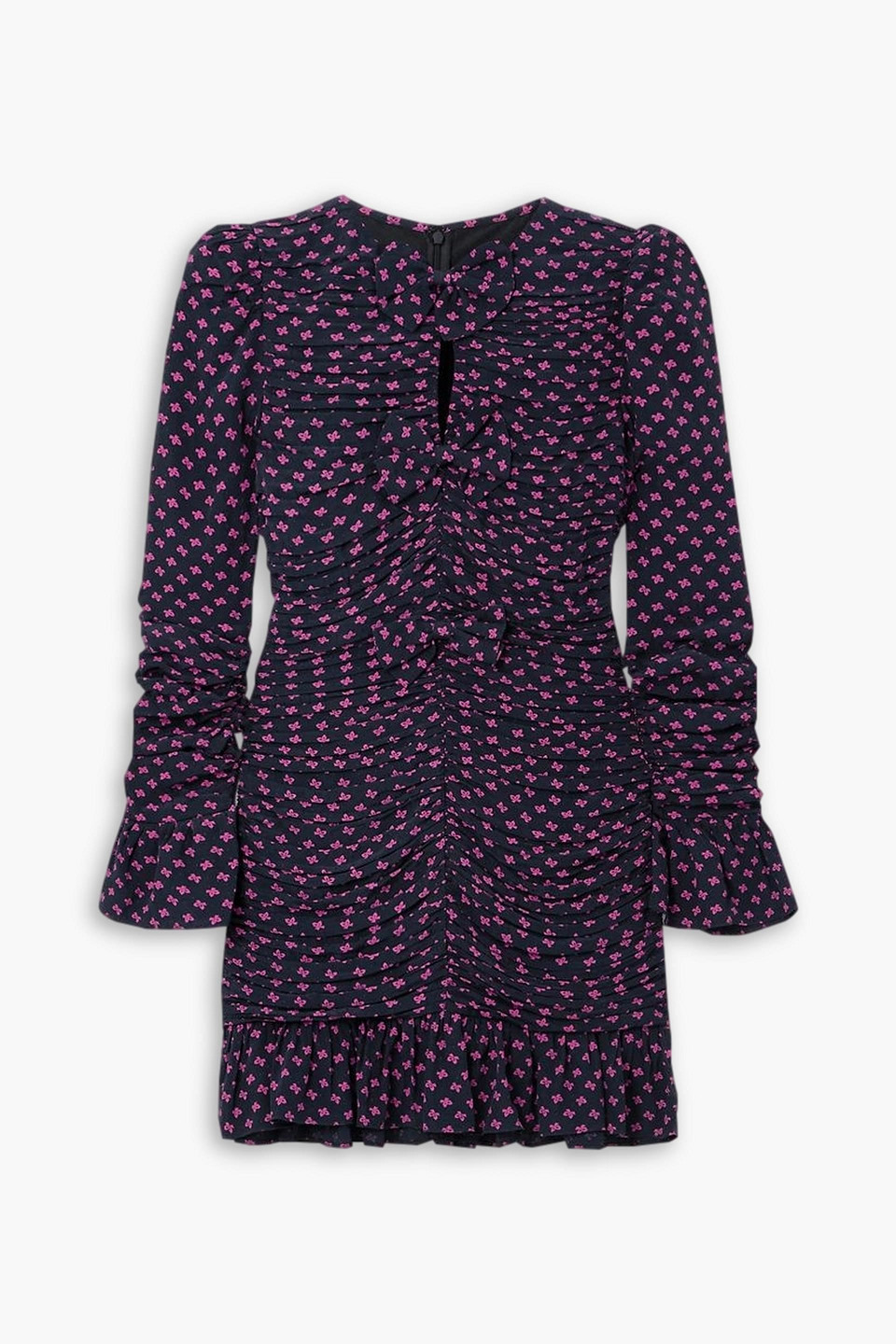 Rotate Birger Christensen Tulla Ruffled Jacquard Mini Dress In Black