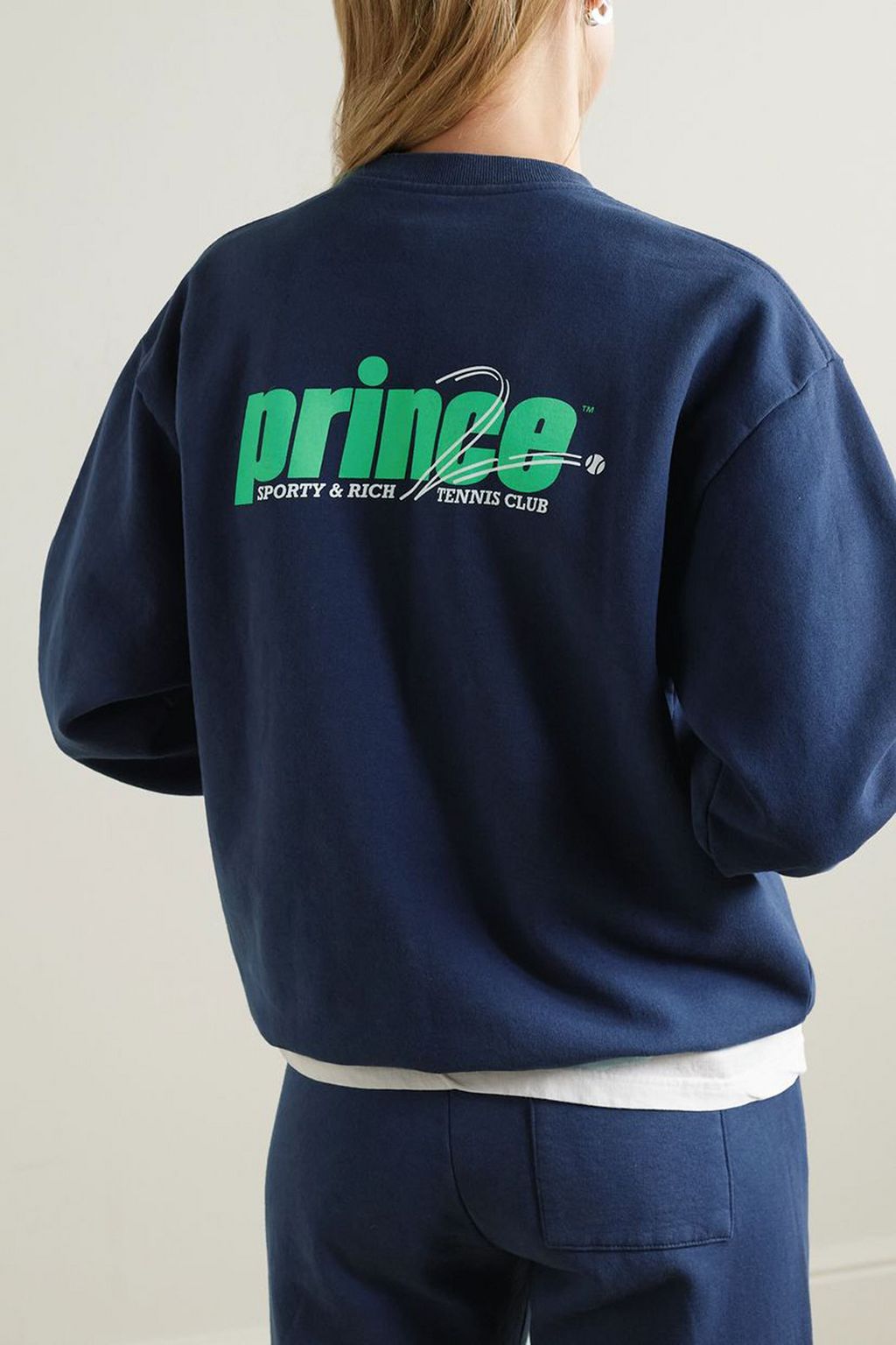 SPORTY & RICH + Prince コットンジャージー スウェットシャツ プリント入り