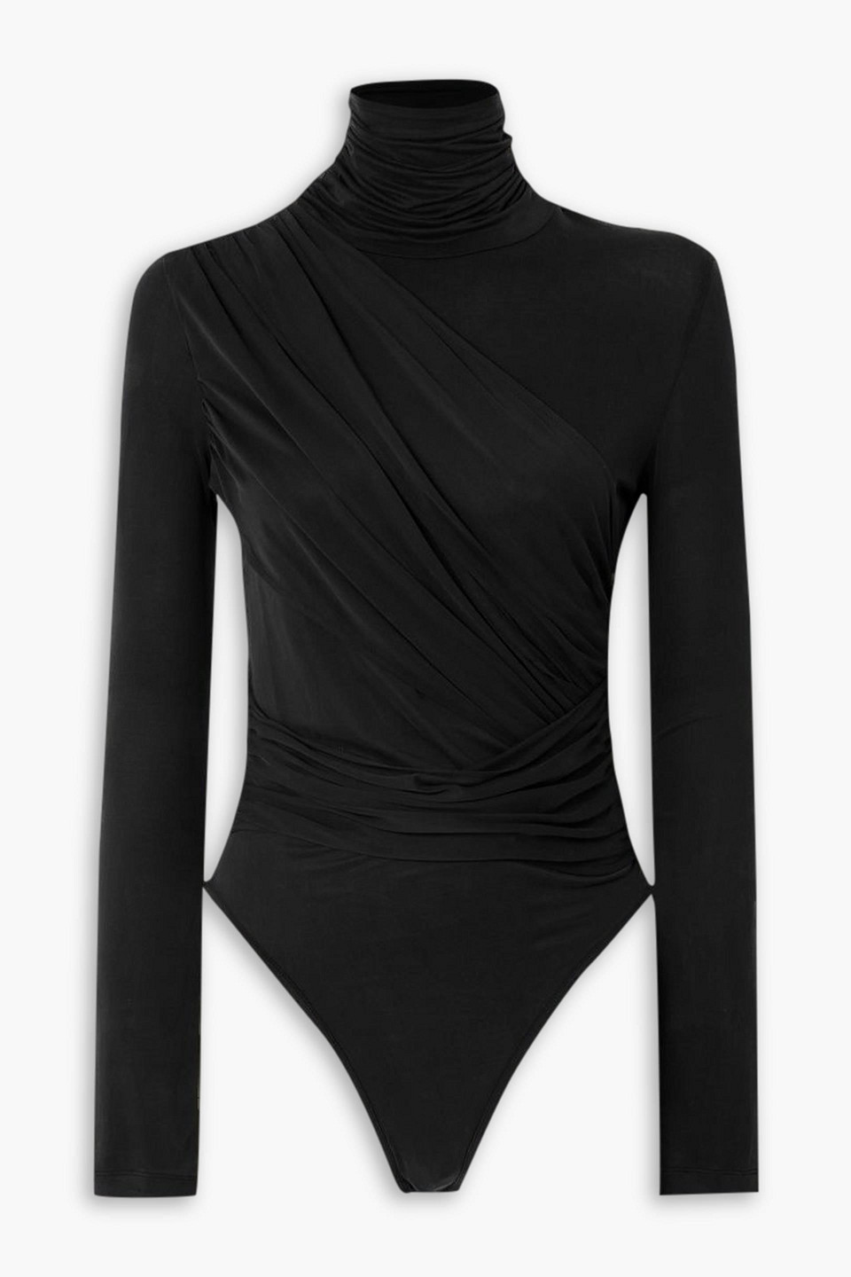 Gauge81 Patra Draped Stretch-jersey Turtleneck Bodysuit In Black