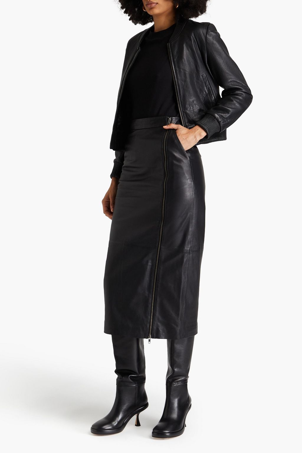 MUUBAA Mallory leather midi skirt