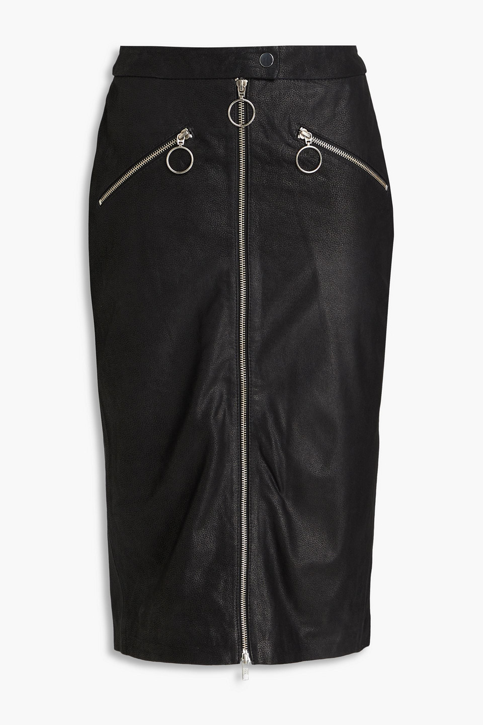 Muubaa Zip-detailed Textured-leather Skirt In Black