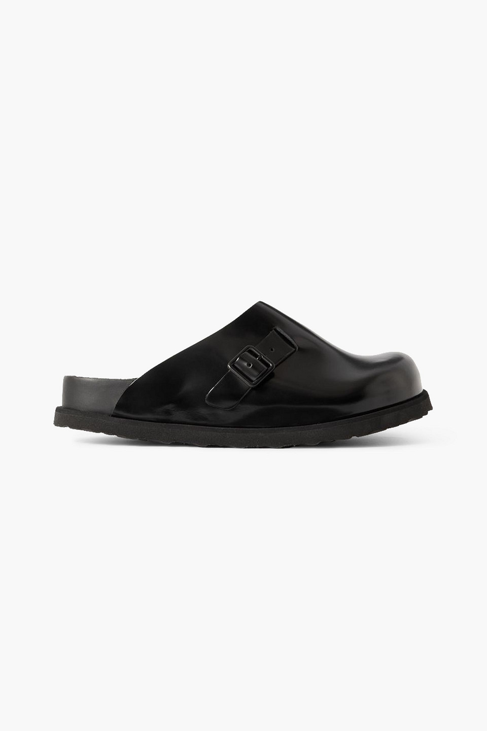 1774 birkenstock - dougal buckled glossed-leather clogs - black - eu 39