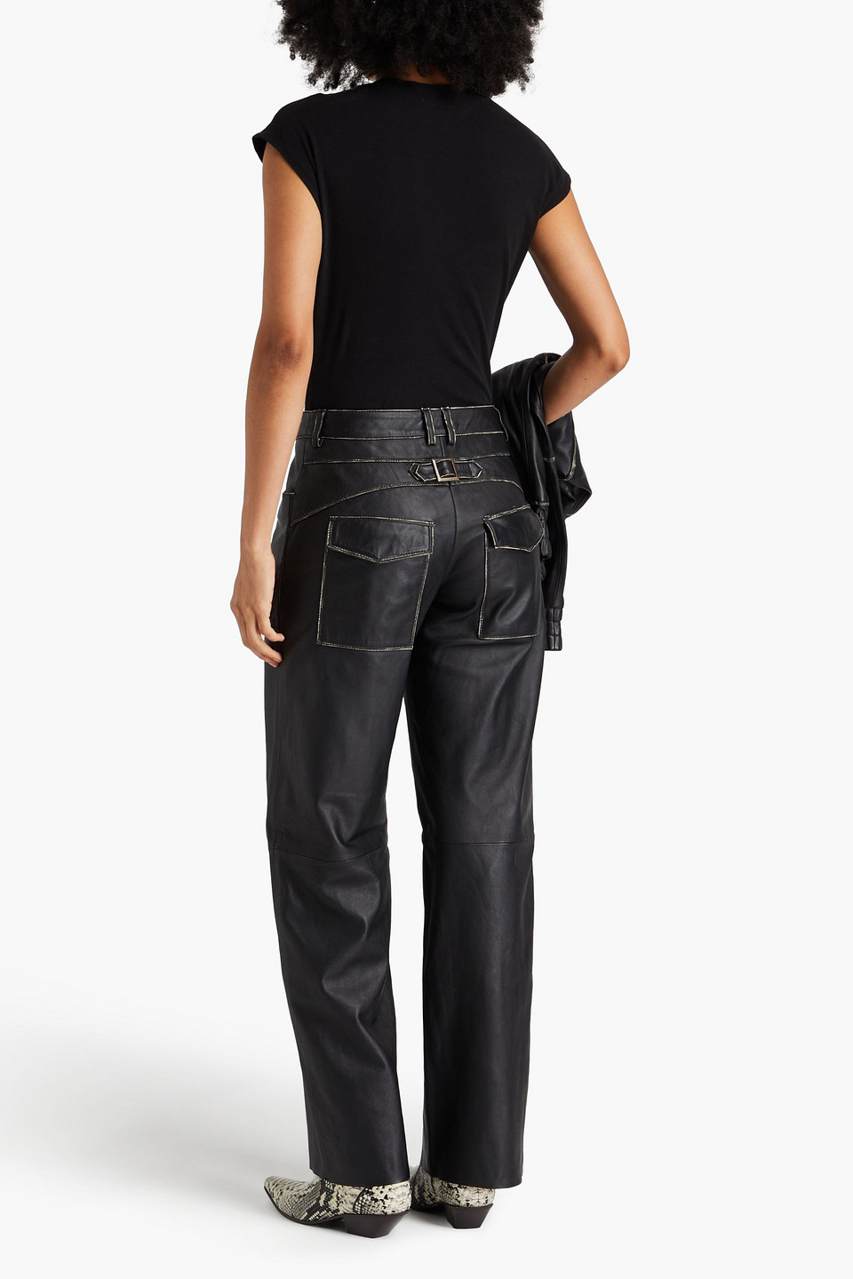  Muubaa - Leather Wide-leg Pants - Black - Uk 6 