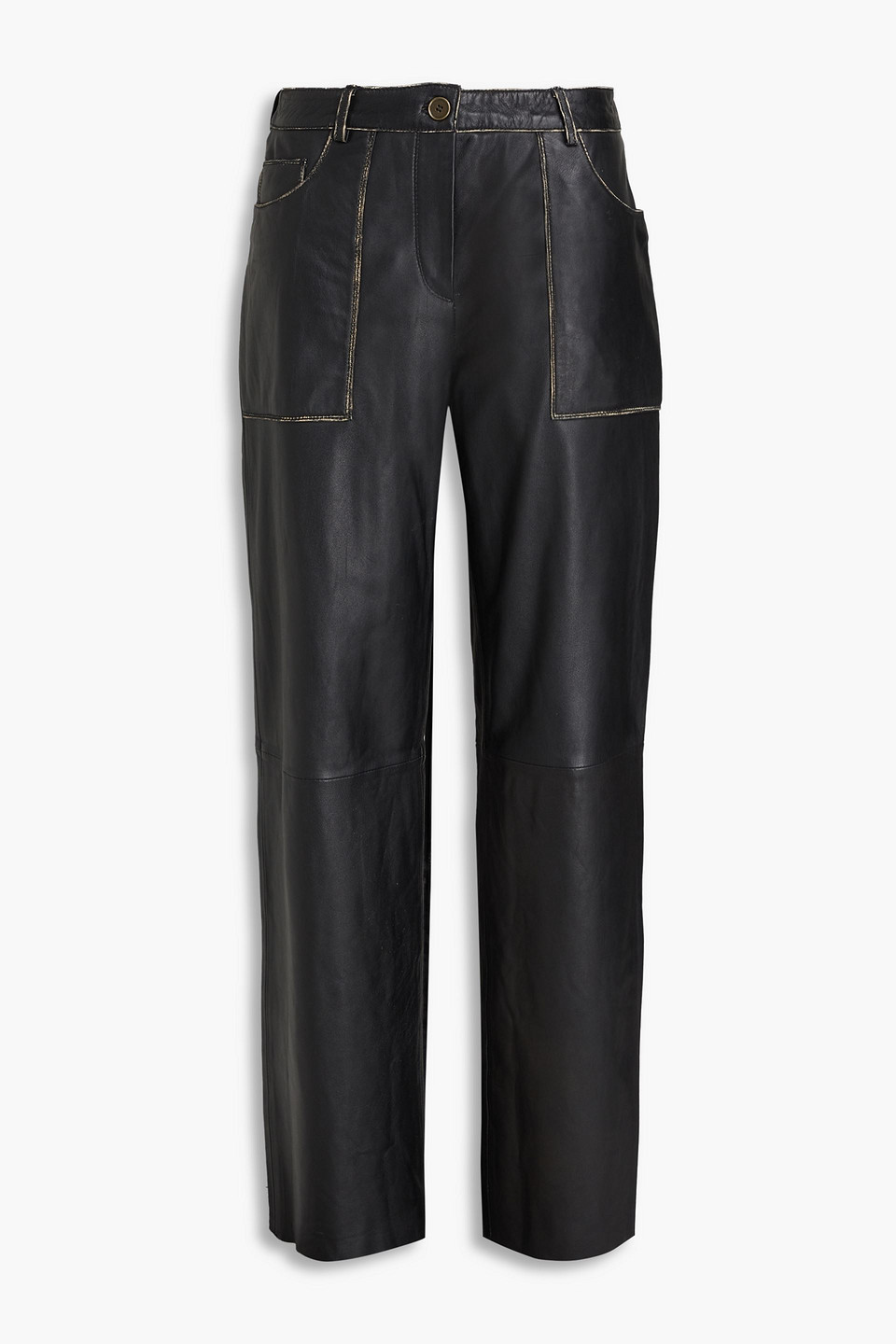 Muubaa Leather Wide-leg Pants In Black