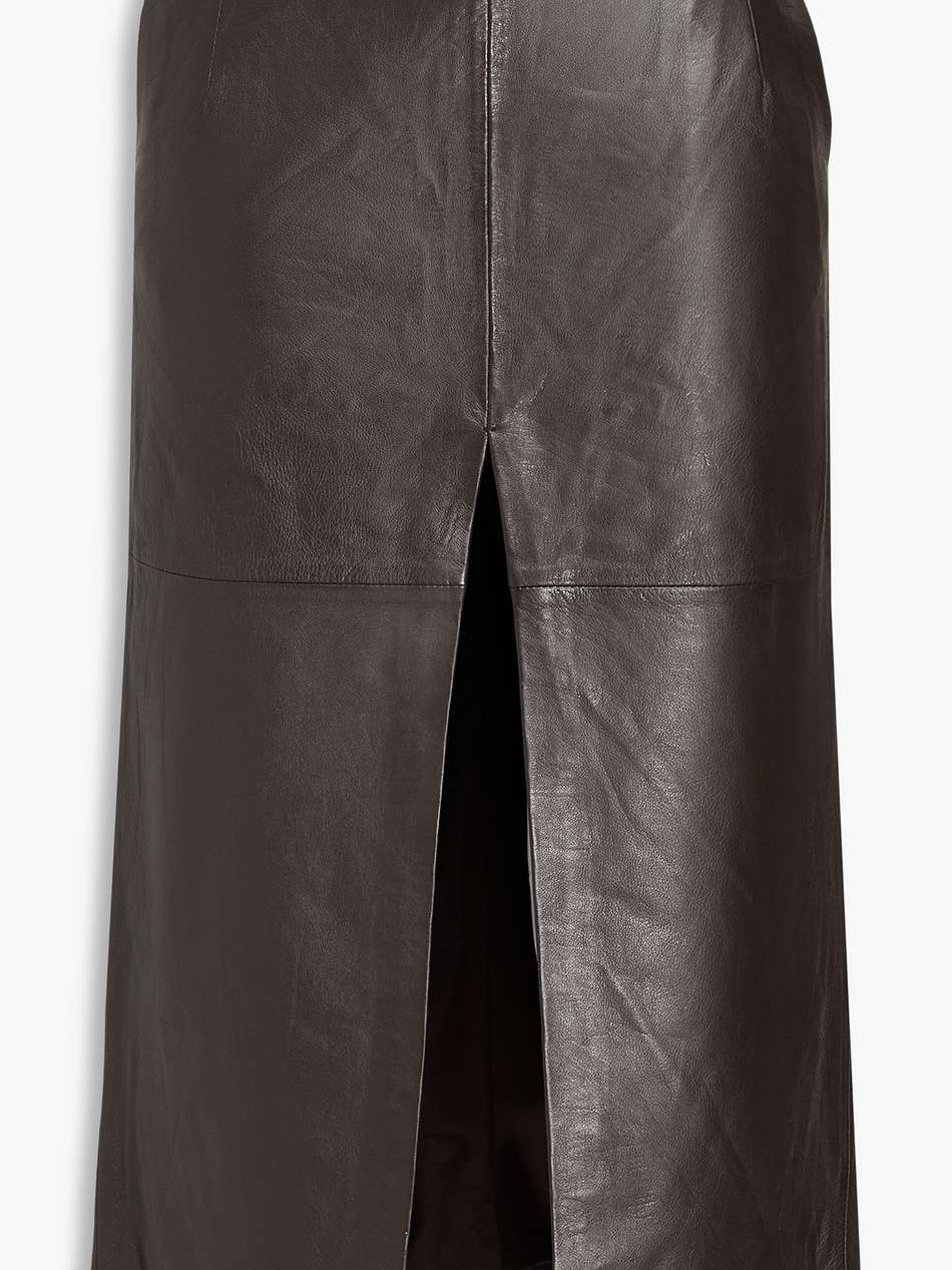mallory leather midi skirt