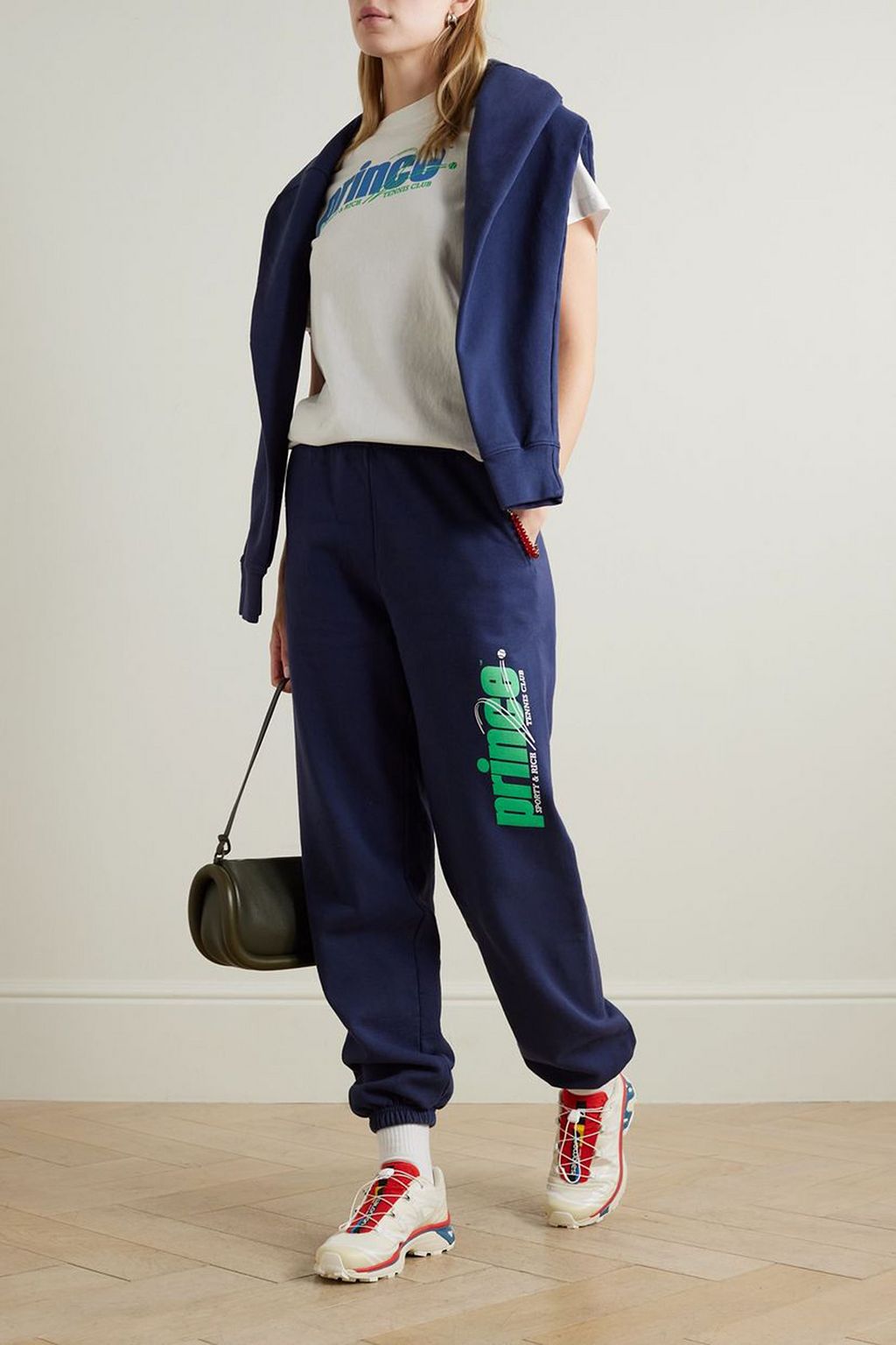 SPORTY & RICH + Prince コットンフリース トラックパンツ プリント入り