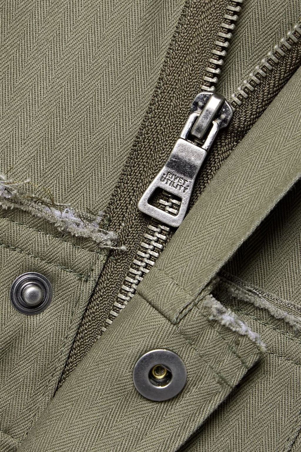 RIVET UTILITY New Yorker distressed herringbone cotton-canvas jumpsuit