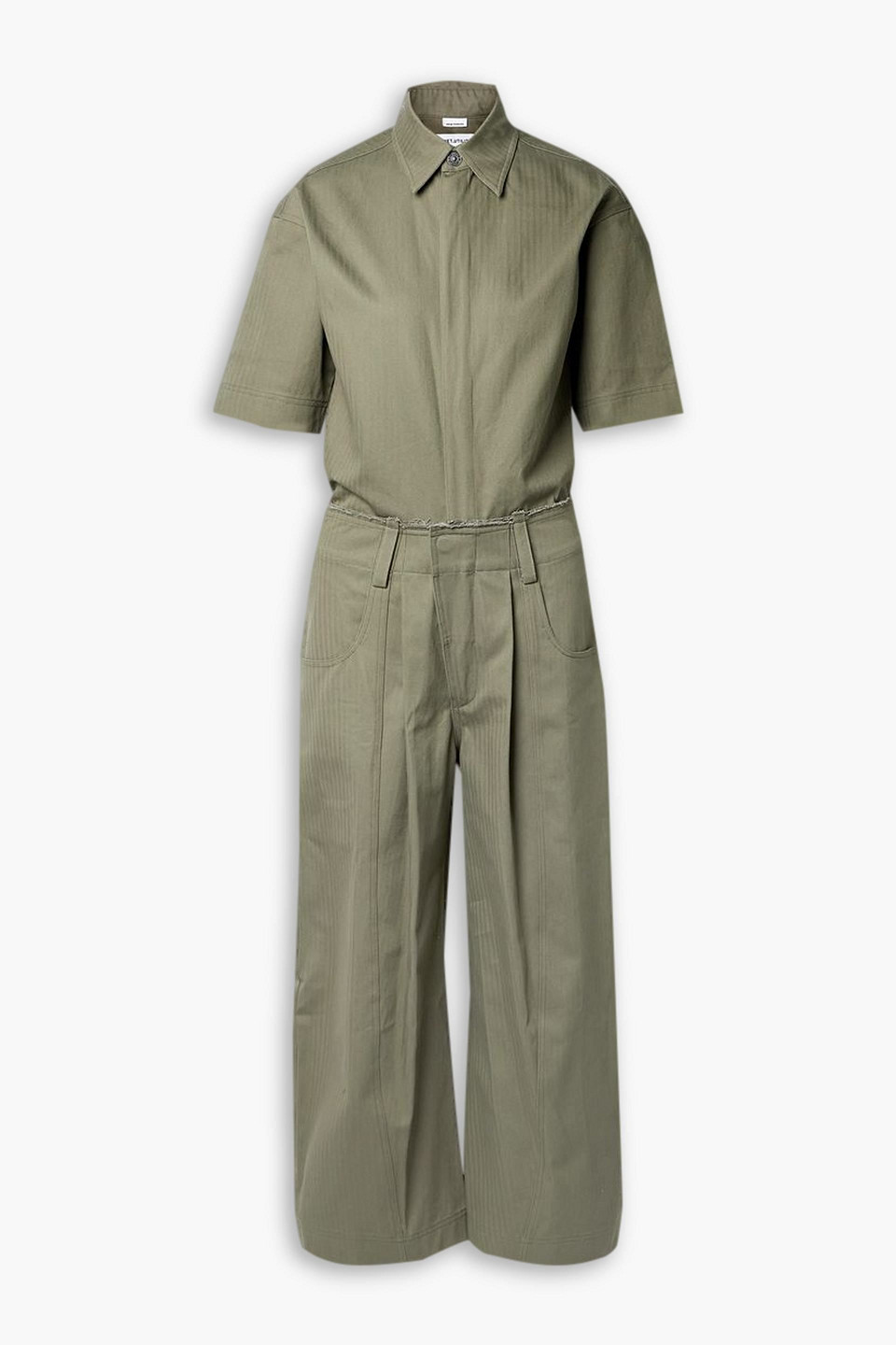 New Yorker distressed herringbone cotton-canvas jumpsuit